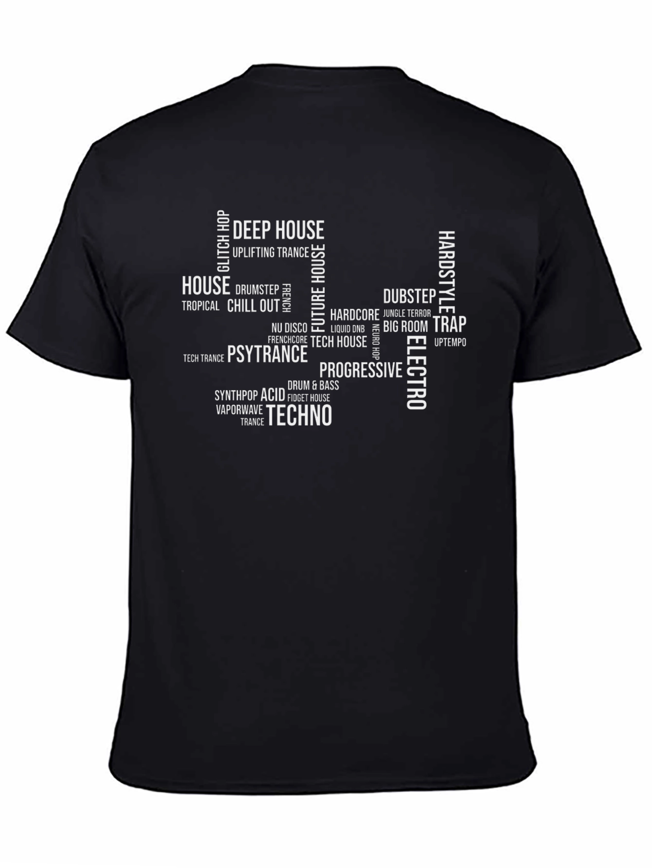Music Genre Word Cloud Graphic Tee