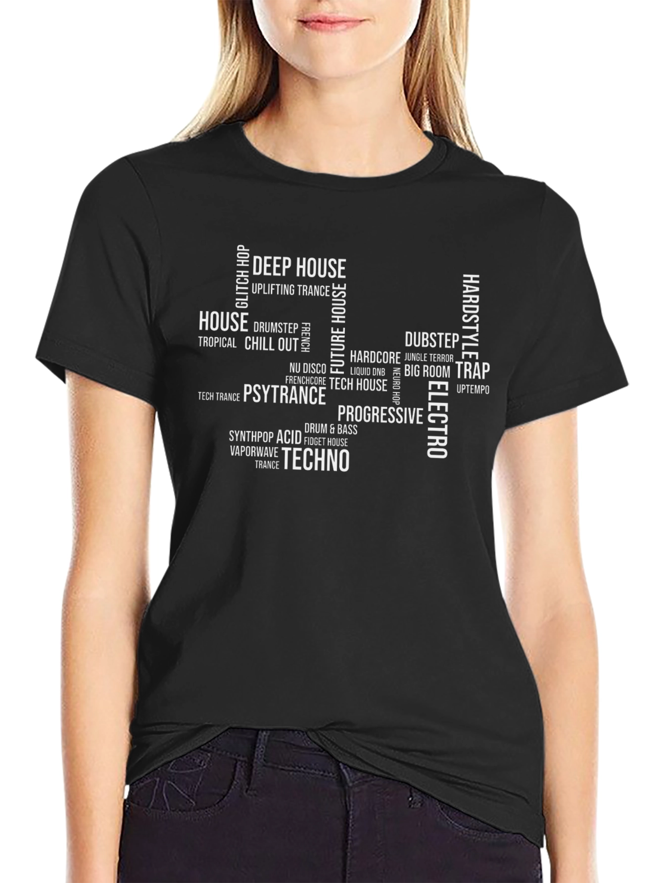 Music Genre Word Cloud Graphic Tee