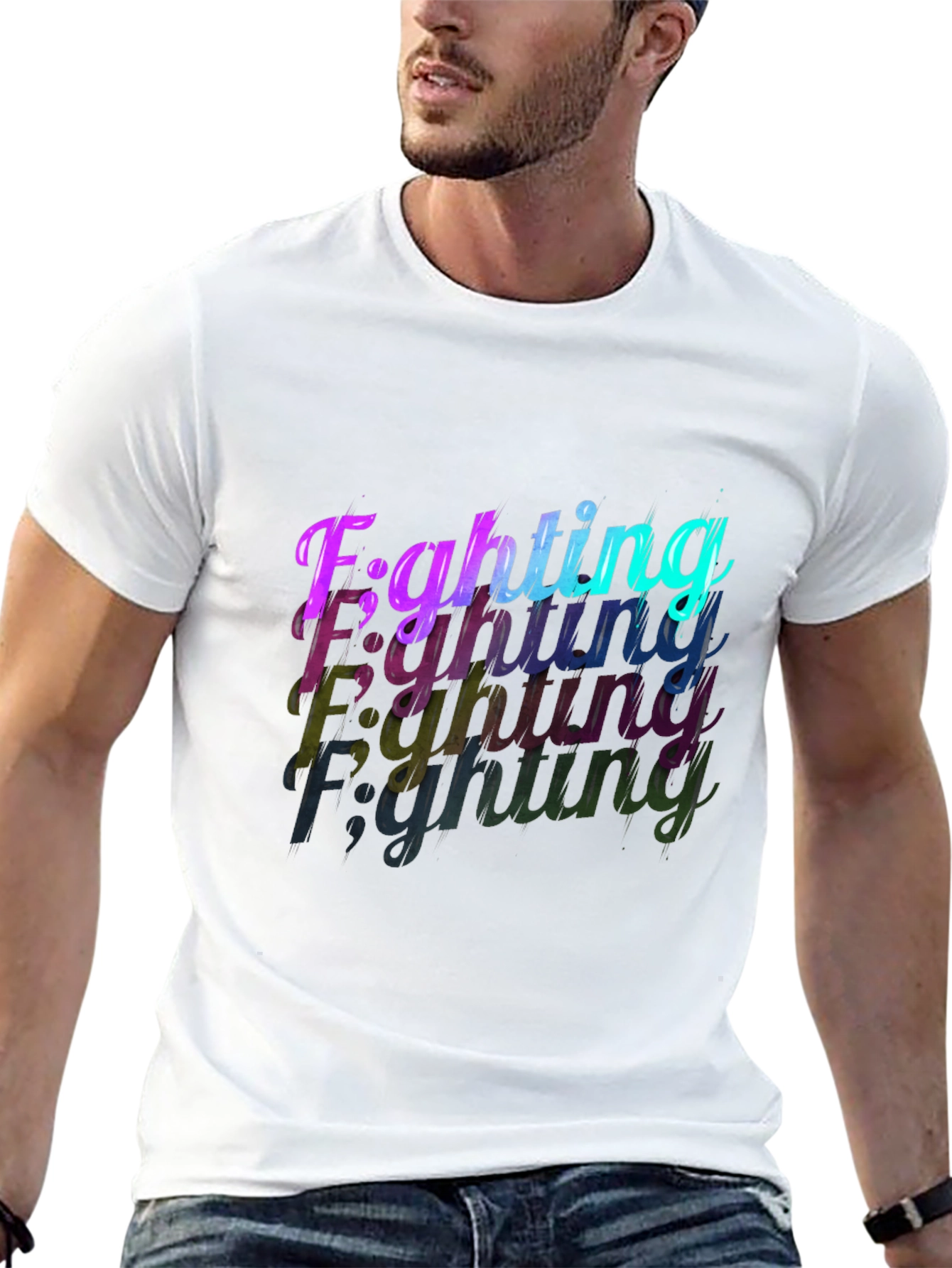 Fighting Graphic Black T-Shirt