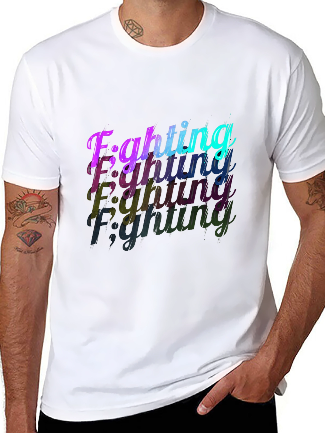 Fighting Graphic Black T-Shirt