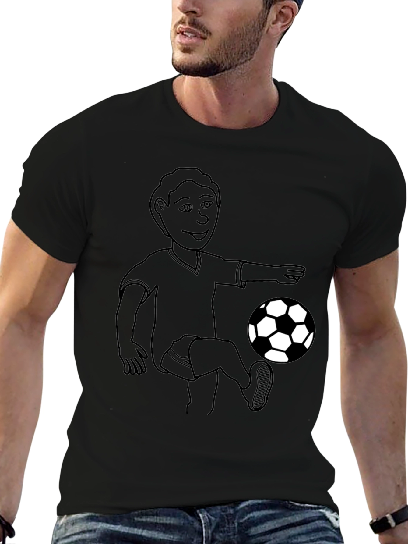 Soccer Player Black T-Shirt