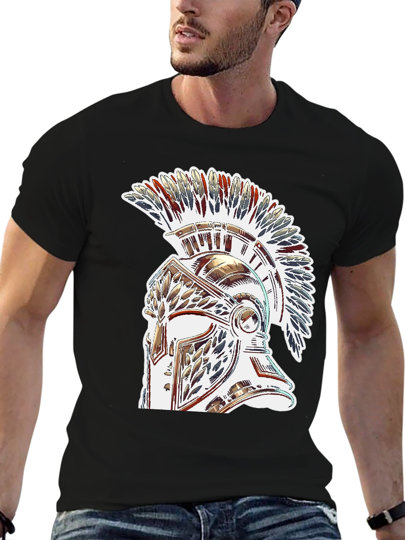 Warrior Helmet Graphic Tee - Black