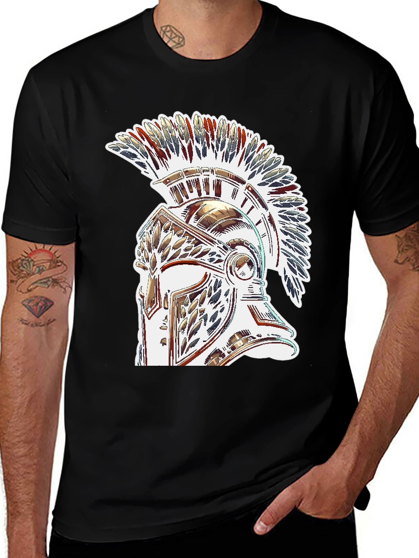 Warrior Helmet Graphic Tee - Black