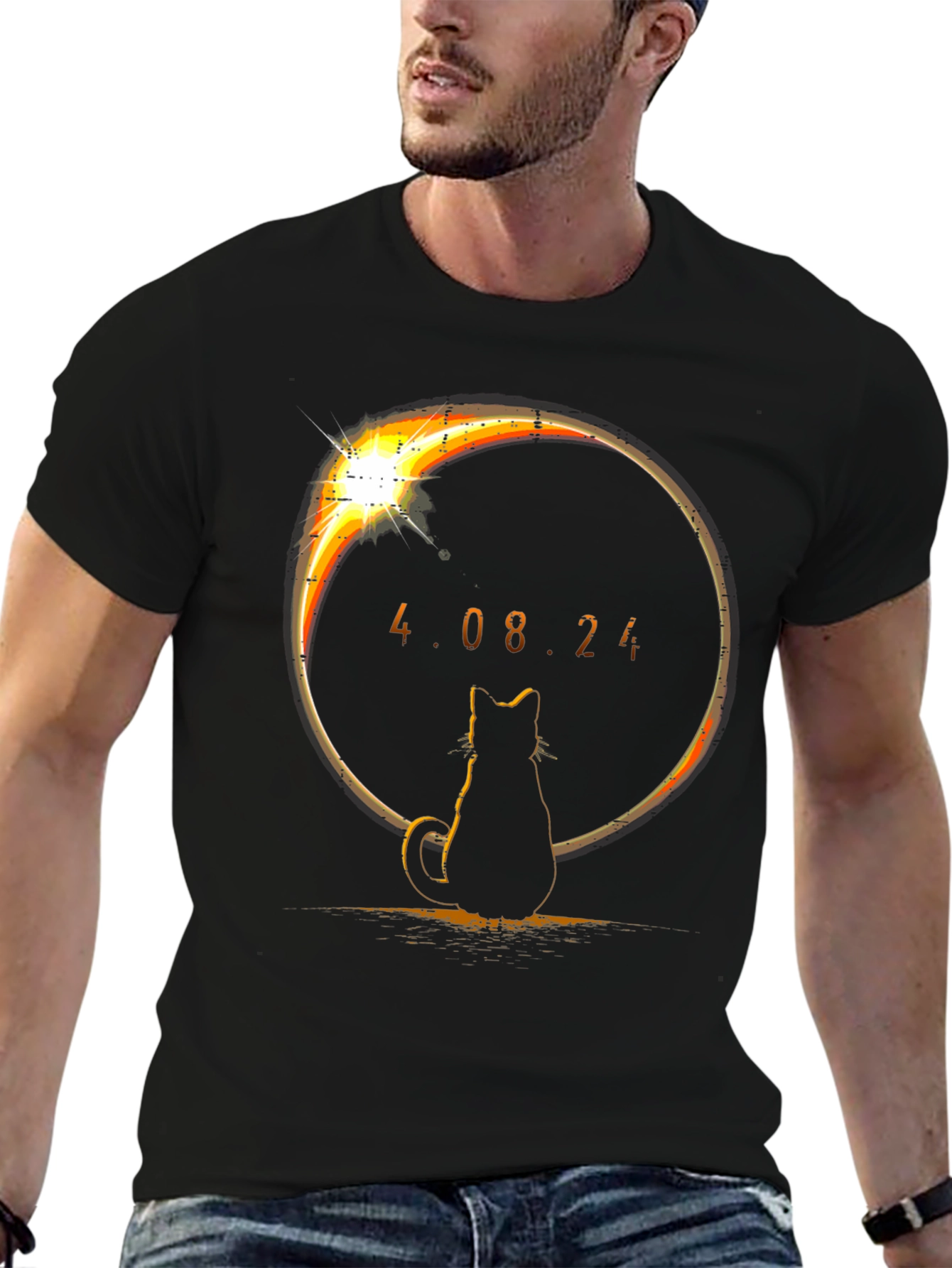 Eclipse Cat Tee: April 8 2024 Solar Event