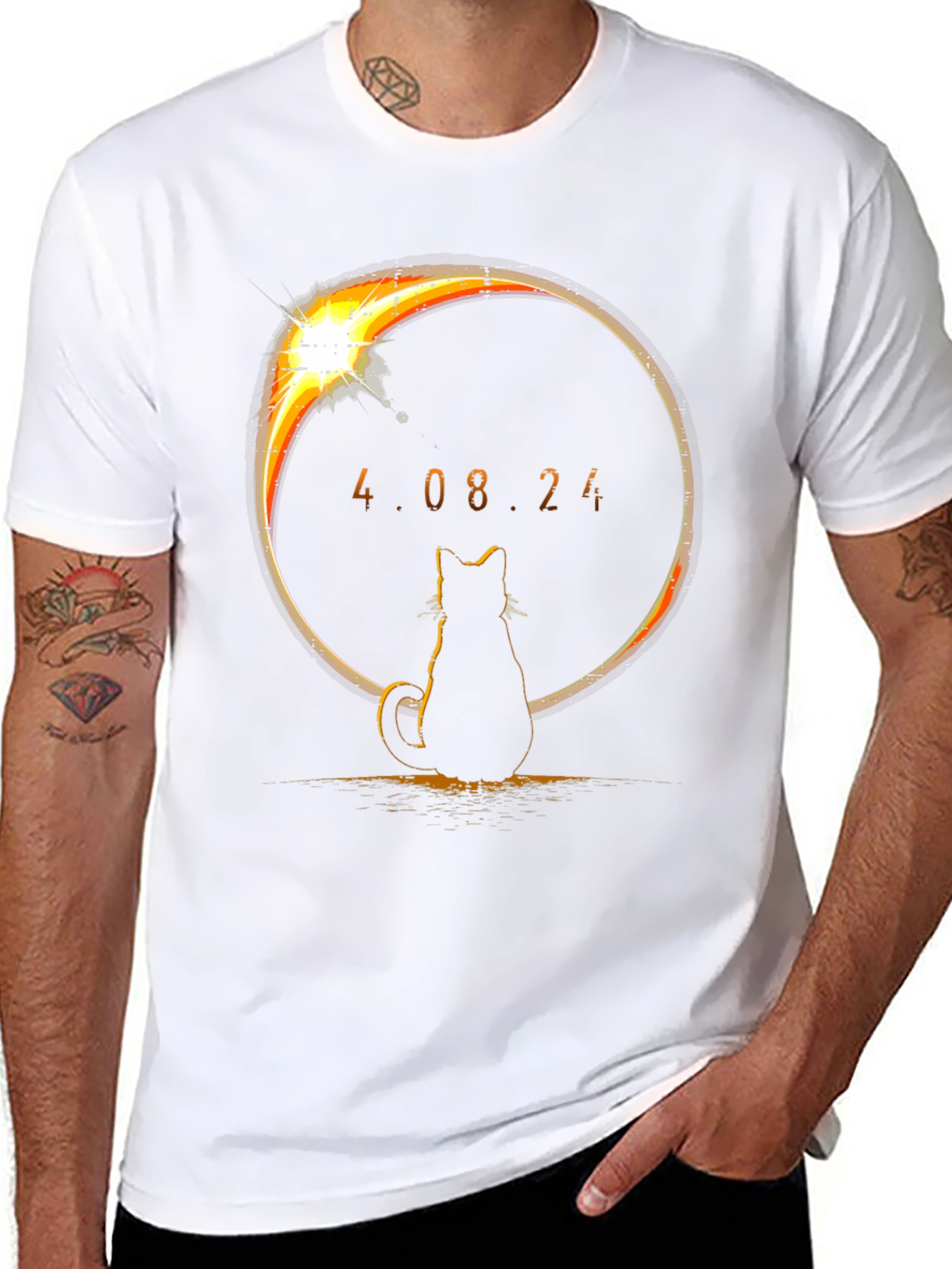 Eclipse Cat Tee: April 8 2024 Solar Event