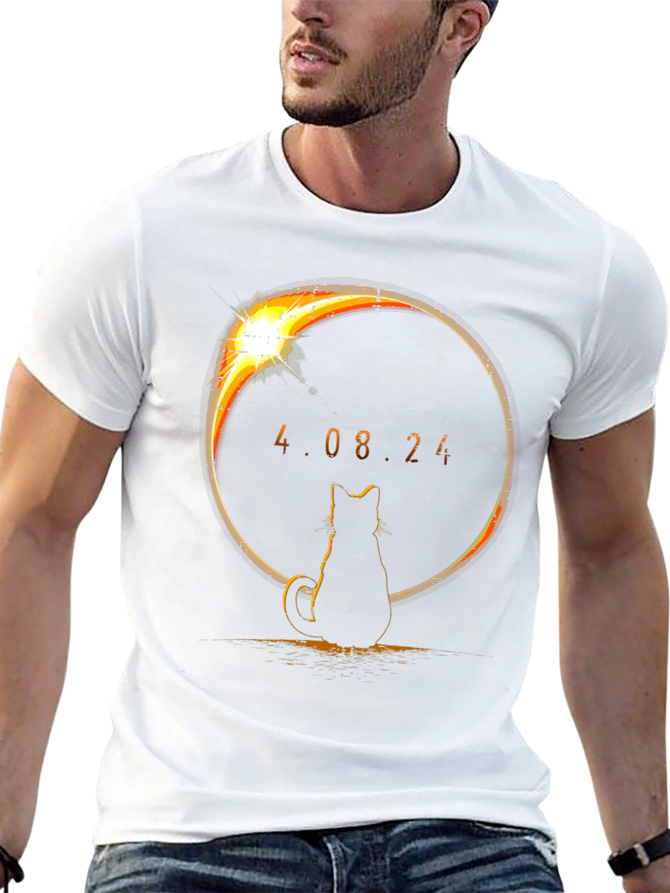 Eclipse Cat Tee: April 8 2024 Solar Event