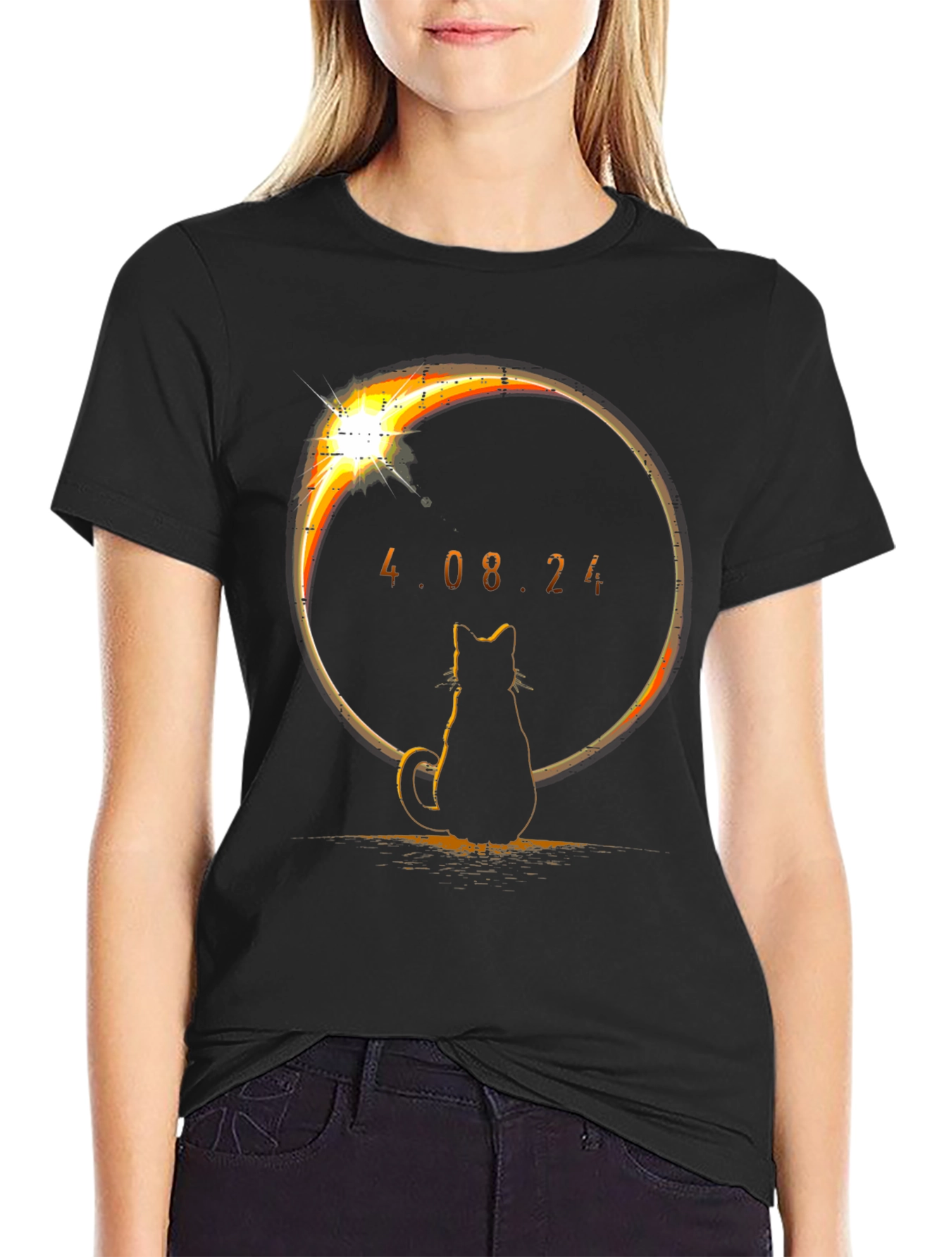 Eclipse Cat Tee: April 8 2024 Solar Event