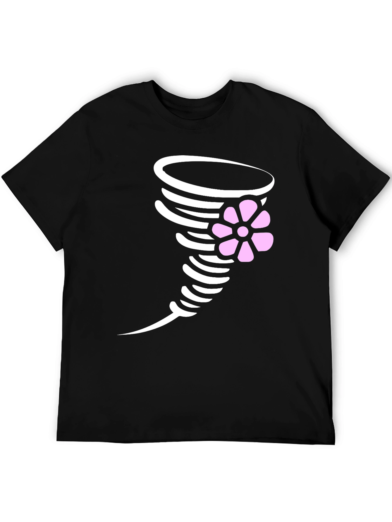 Whimsical Whirlwind Tee - Black Cotton Graphic Shirt