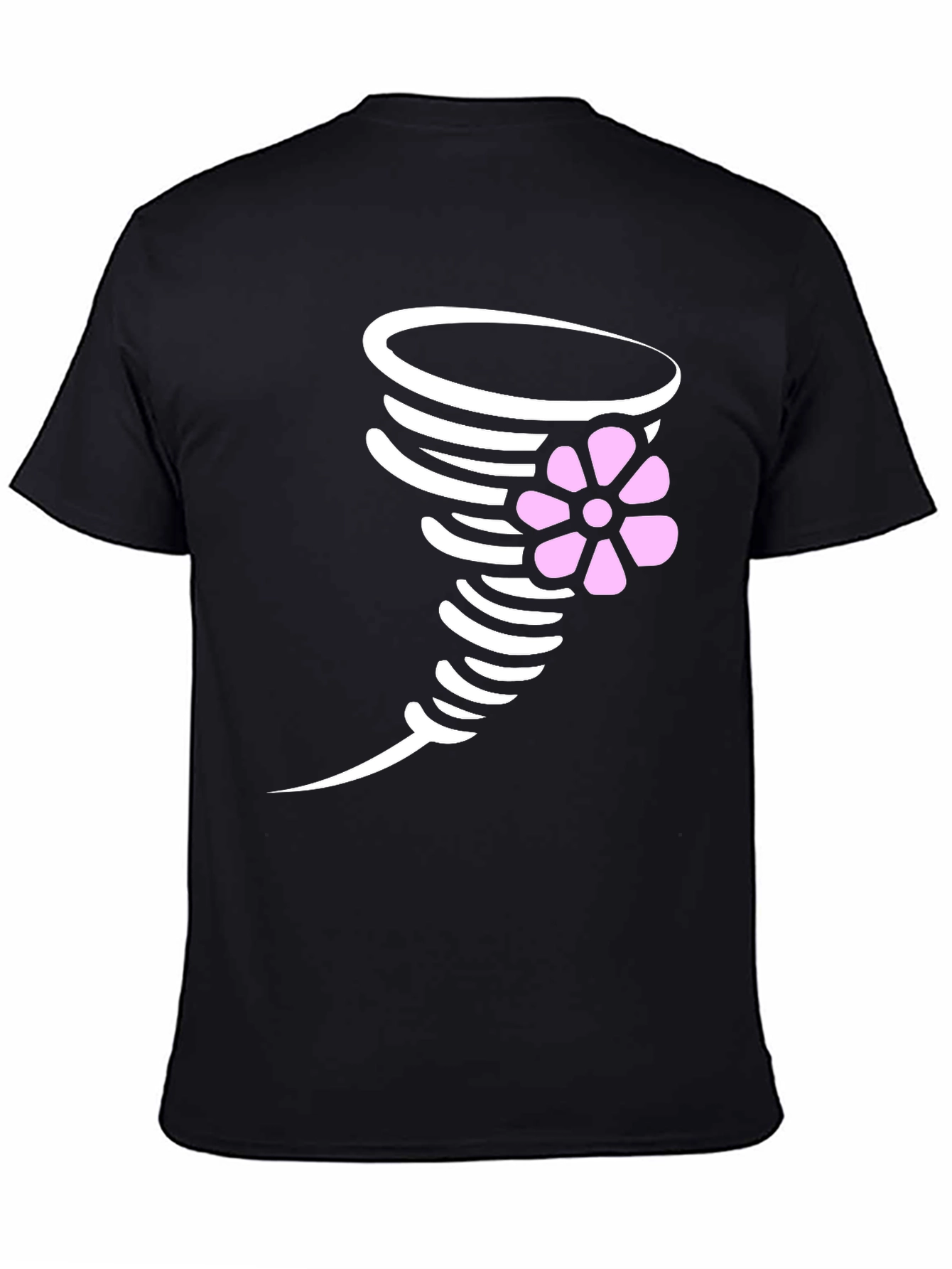 Whimsical Whirlwind Tee - Black Cotton Graphic Shirt