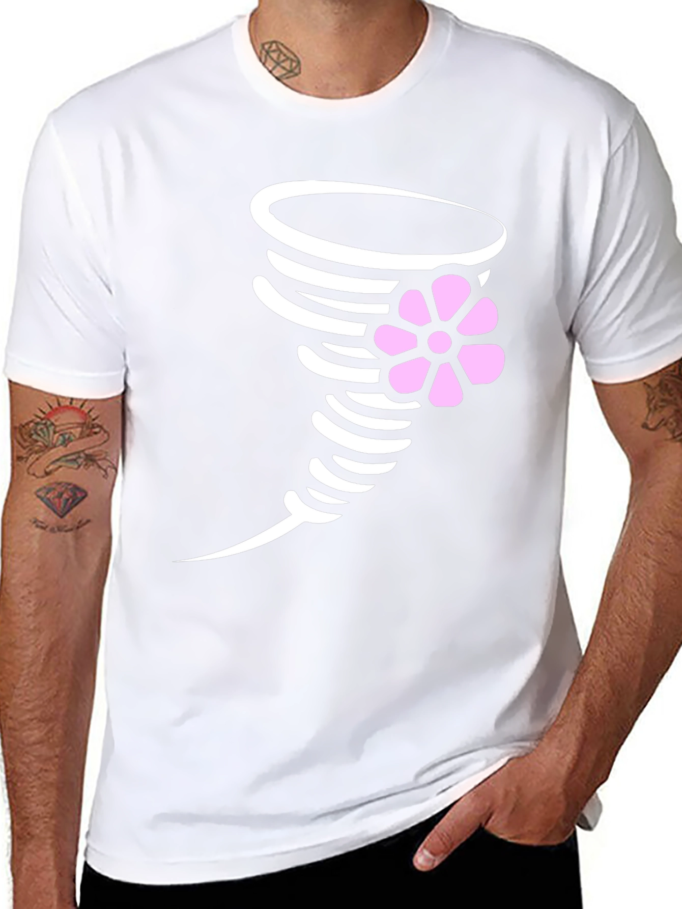 Whimsical Whirlwind Tee - Black Cotton Graphic Shirt
