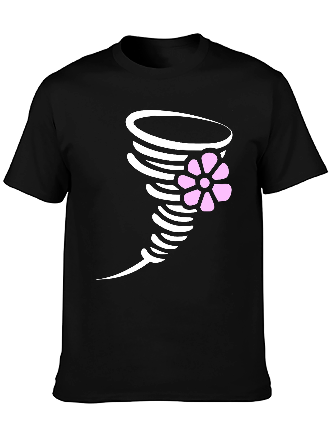 Whimsical Whirlwind Tee - Black Cotton Graphic Shirt