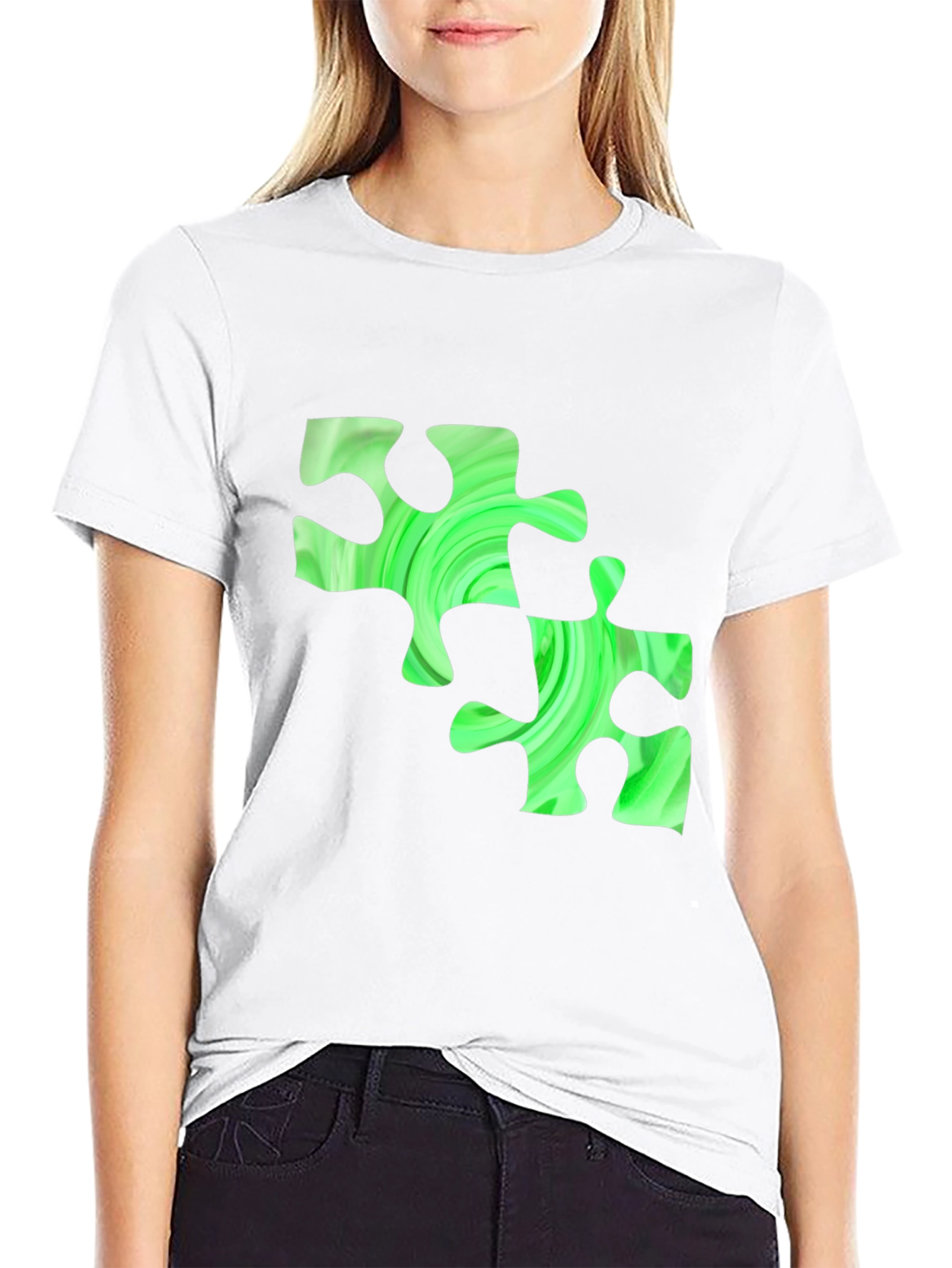 Puzzle Piece Graphic Tee - Black Casual Shirt