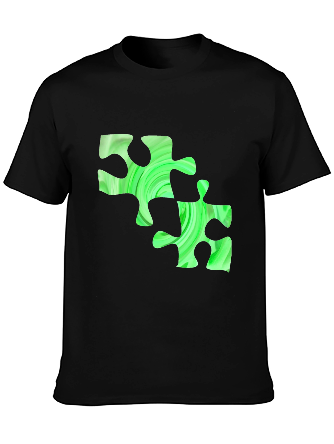 Puzzle Piece Graphic Tee - Black Casual Shirt