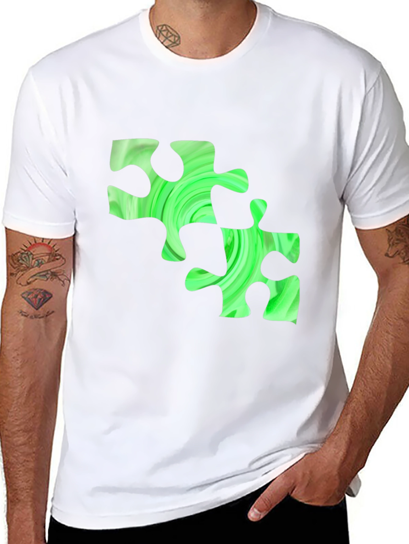 Puzzle Piece Graphic Tee - Black Casual Shirt