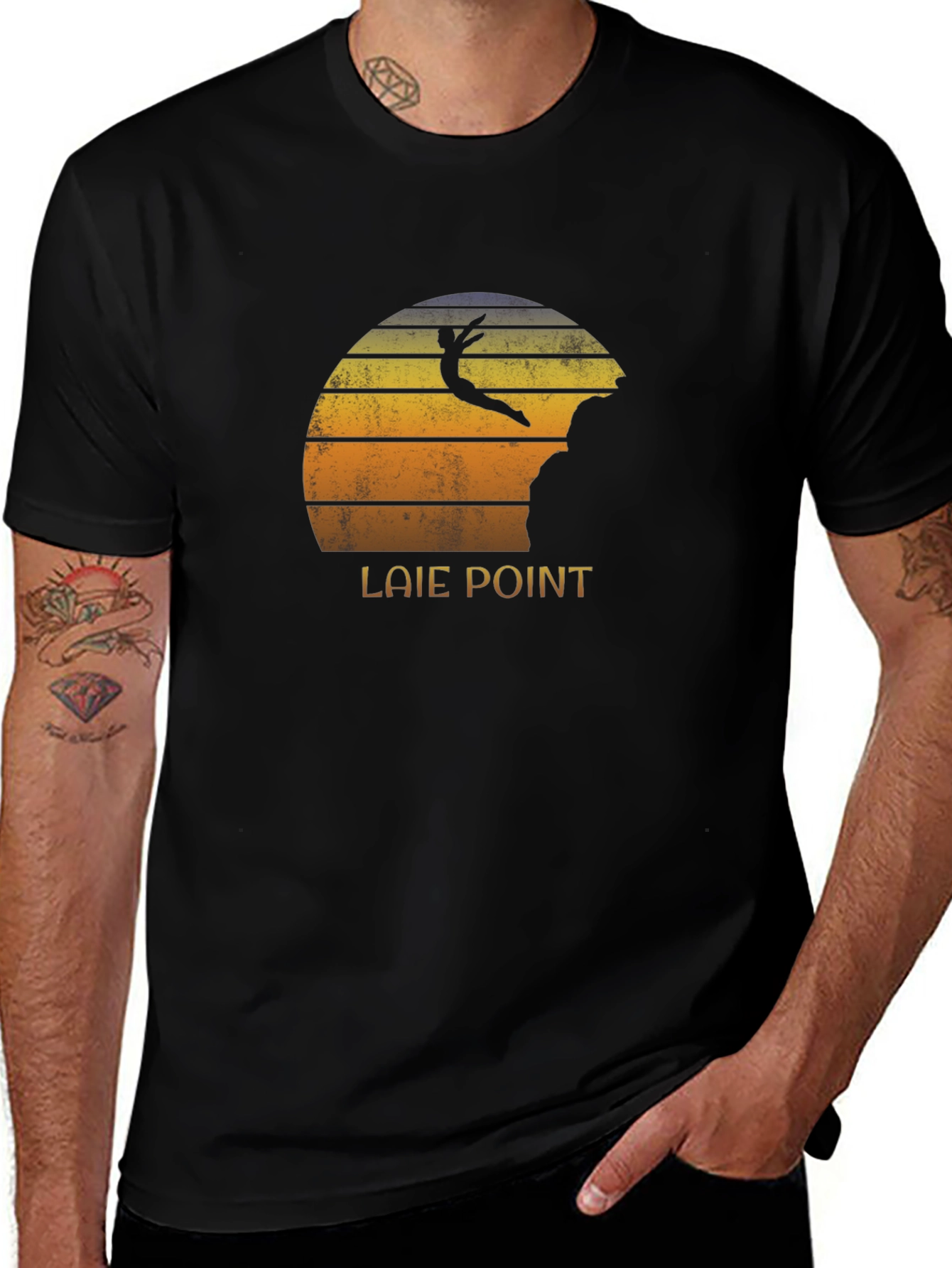 Laie Point Retro Sunset Cliff Diver T-Shirt