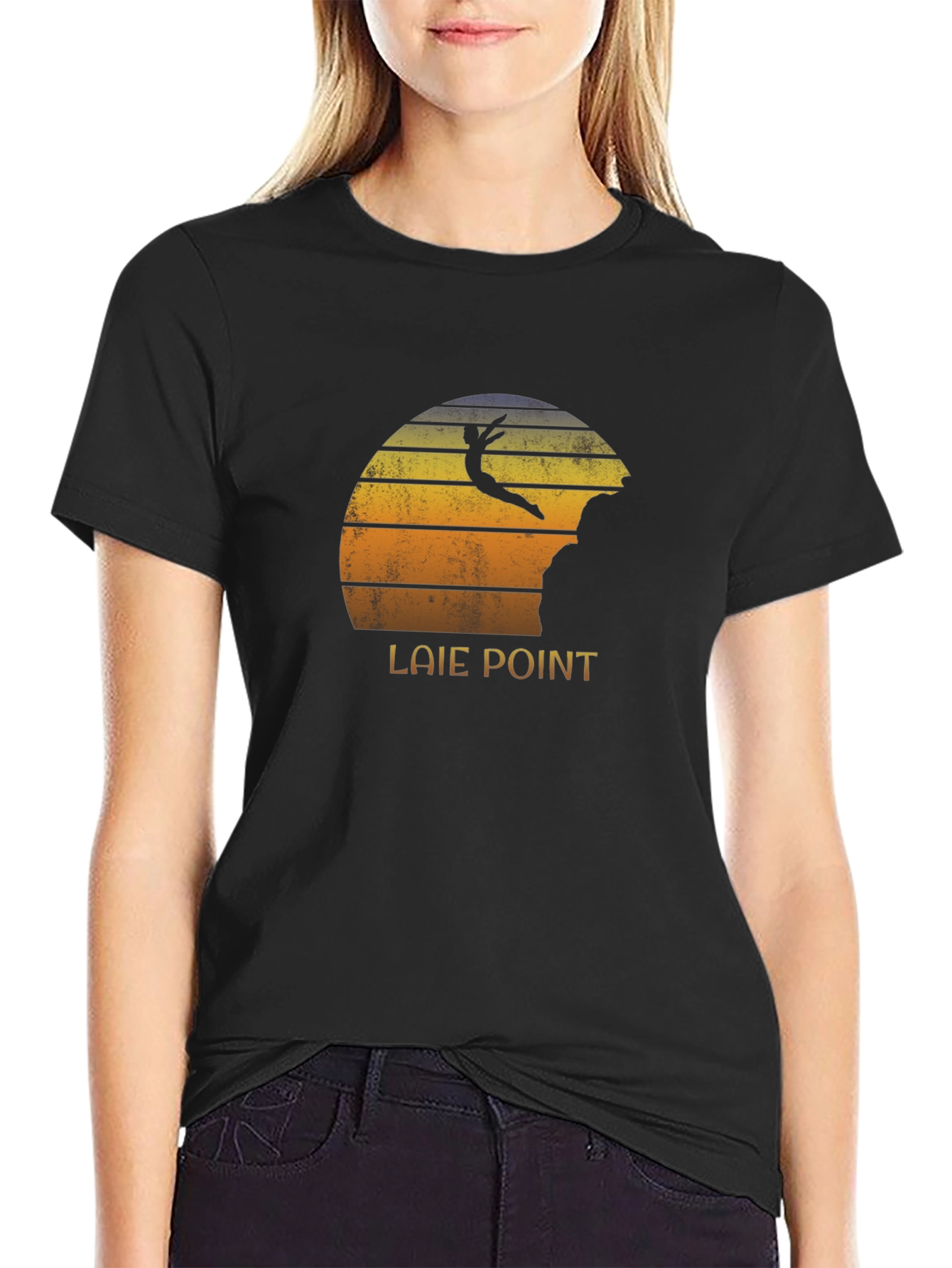 Laie Point Retro Sunset Cliff Diver T-Shirt