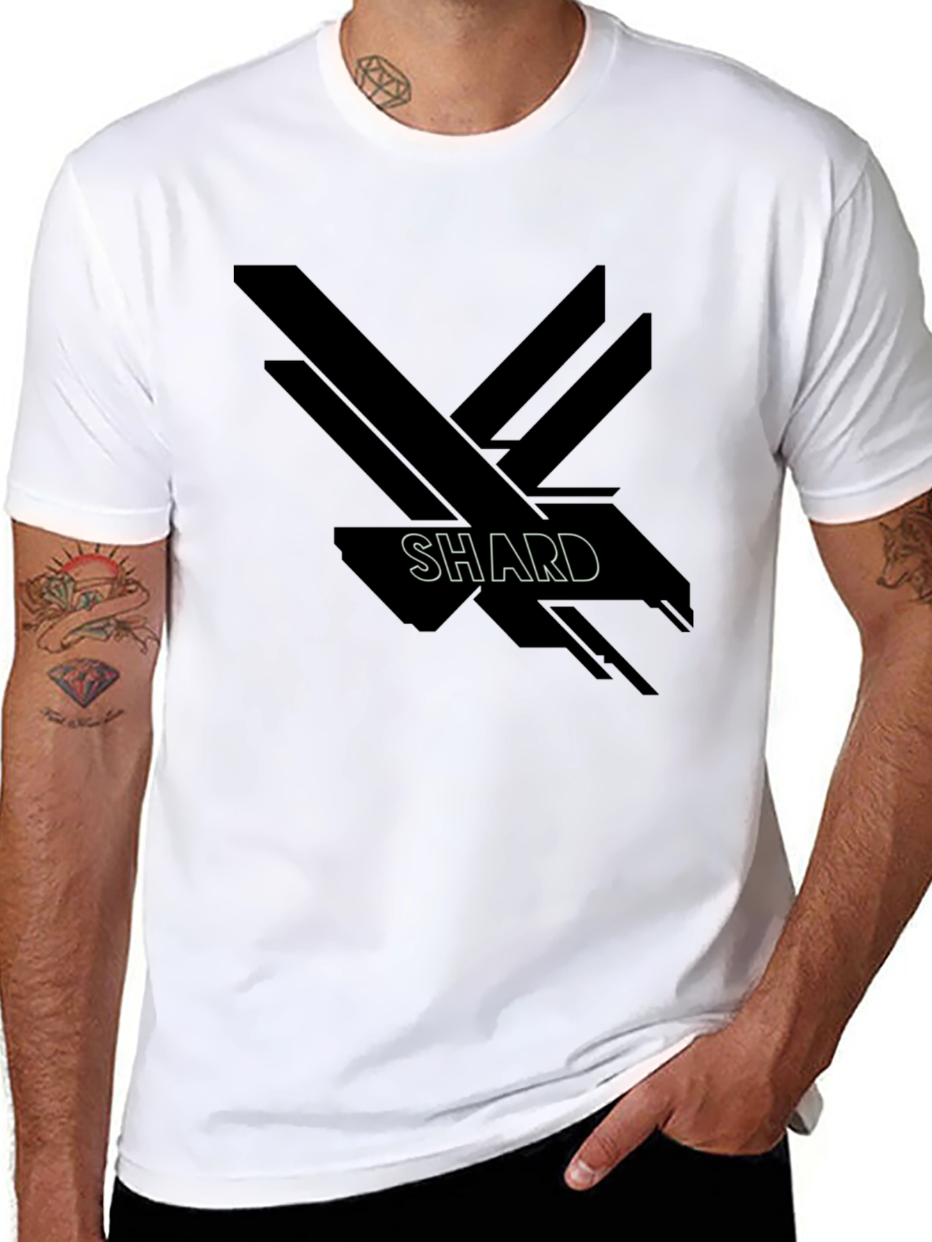 Abstract Shard Design Black Graphic T-Shirt