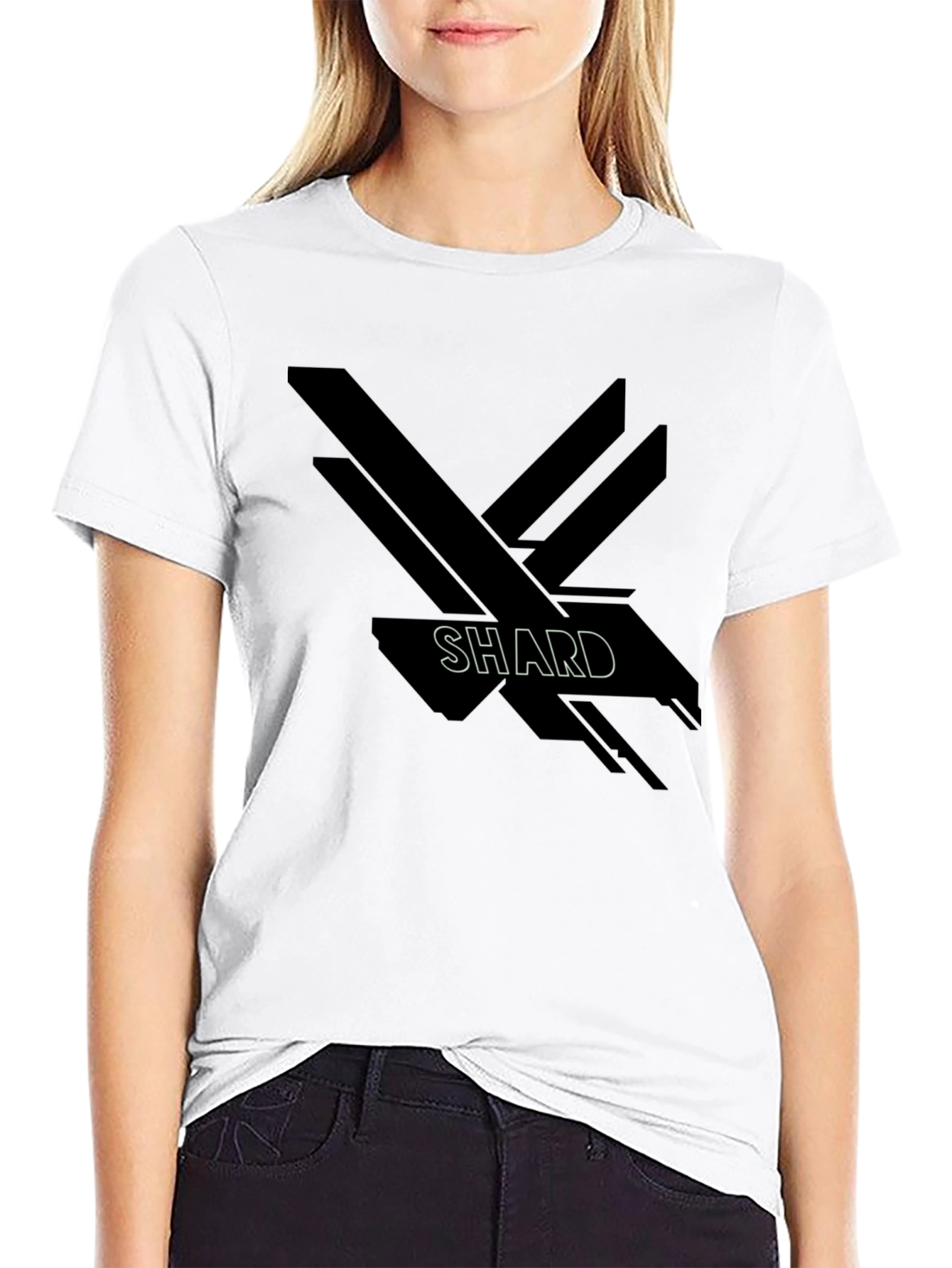 Abstract Shard Design Black Graphic T-Shirt