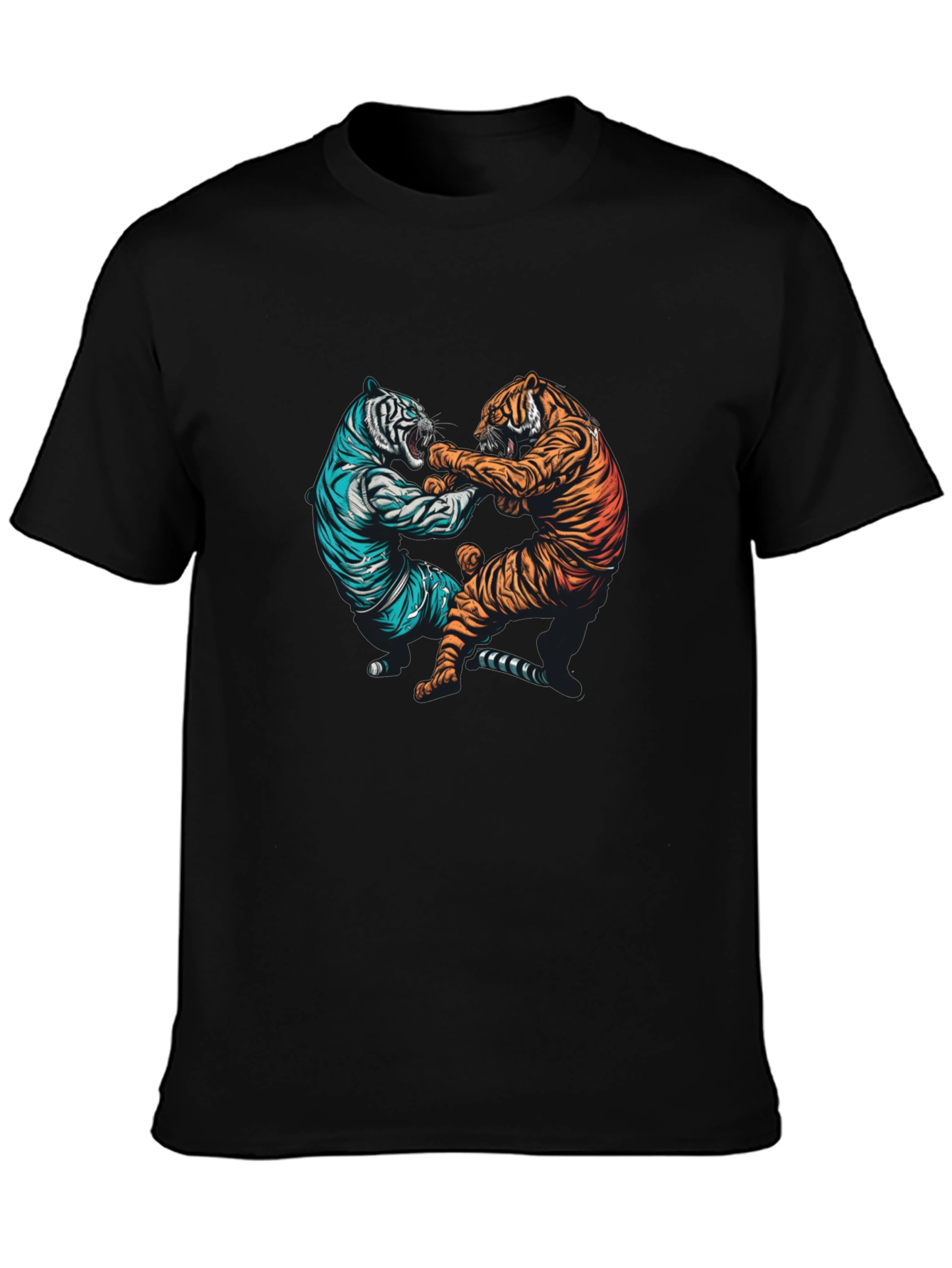 Tiger Fight Graphic Tee - Mens Black T-Shirt