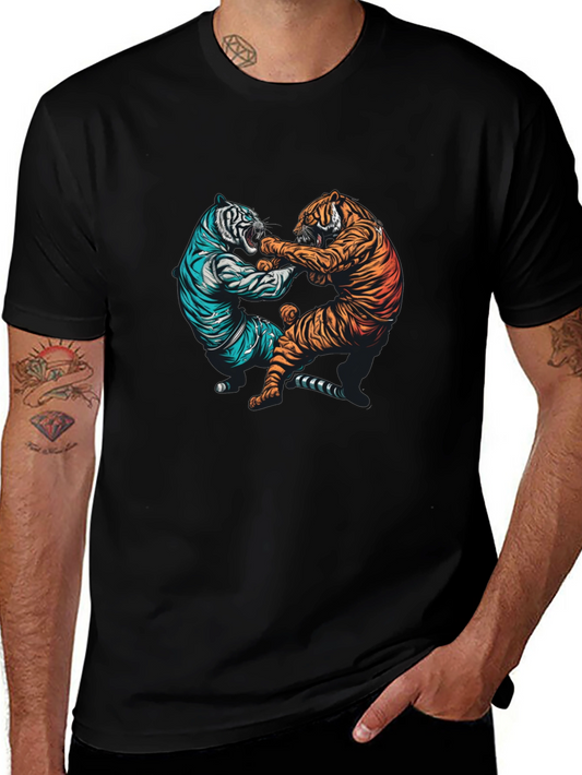 Tiger Fight Graphic Tee - Mens Black T-Shirt