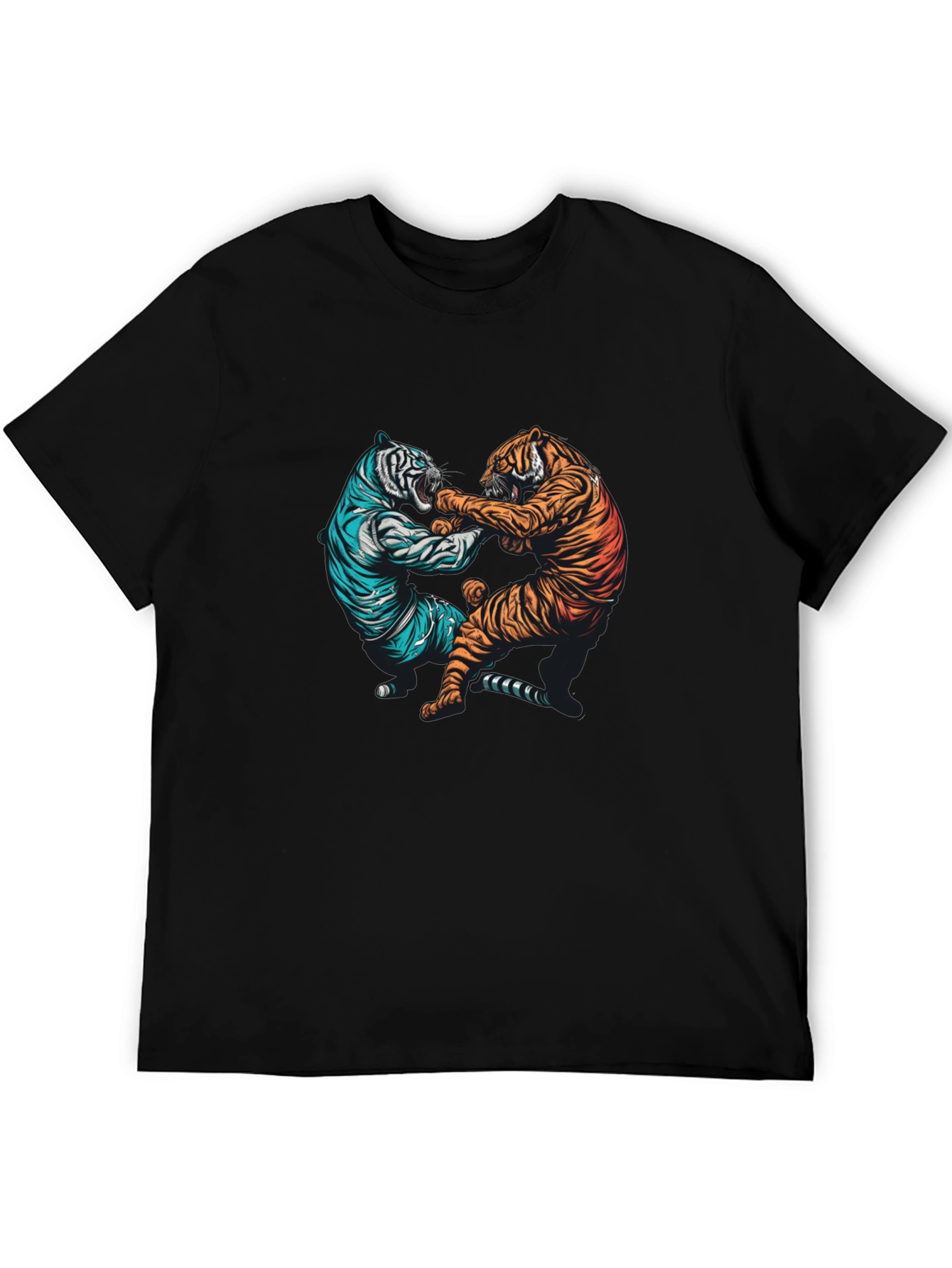 Tiger Fight Graphic Tee - Mens Black T-Shirt