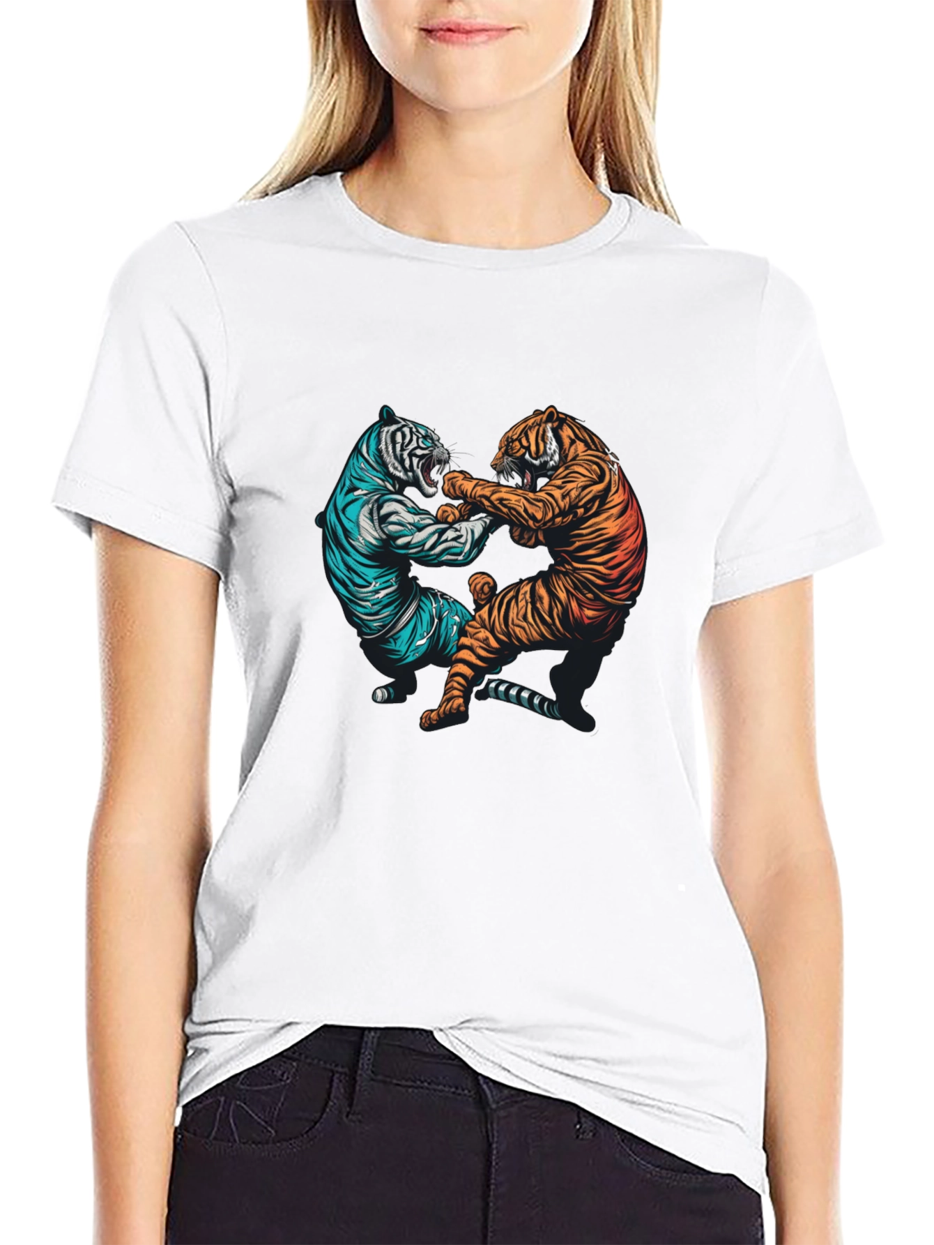 Tiger Fight Graphic Tee - Mens Black T-Shirt