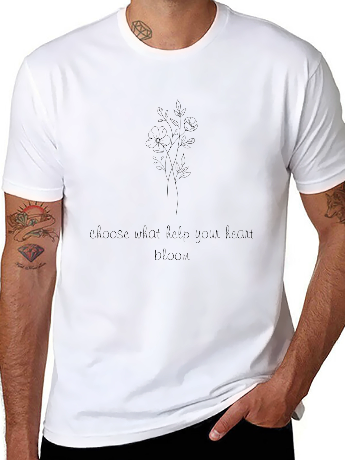 Heart Bloom Black Graphic Tee