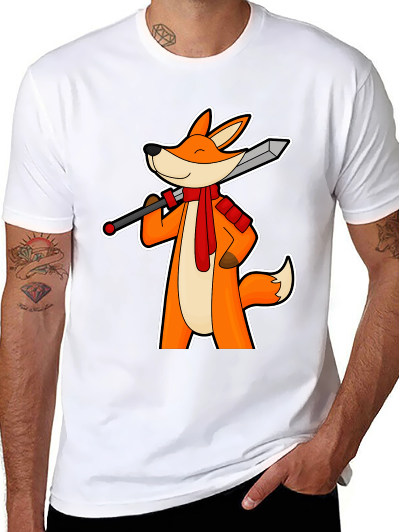 Fox Swordsman T-Shirt - Unique Graphic Tee
