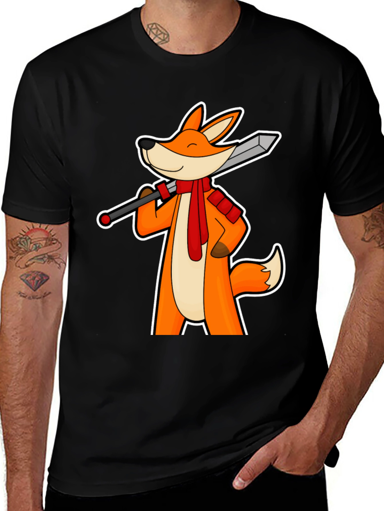 Fox Swordsman T-Shirt - Unique Graphic Tee