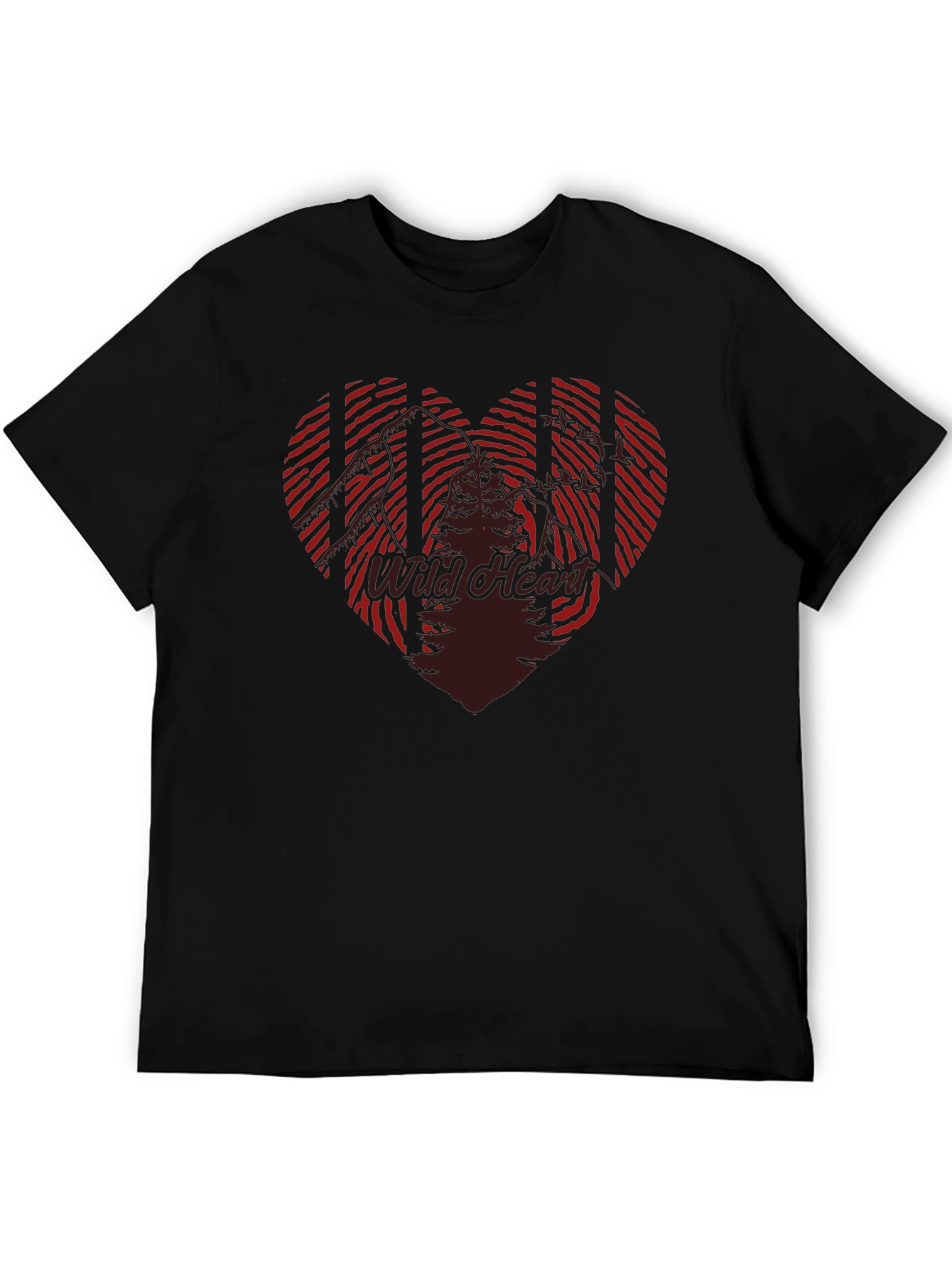 Wild Heart Graphic Tee - Mens Black Casual T-Shirt