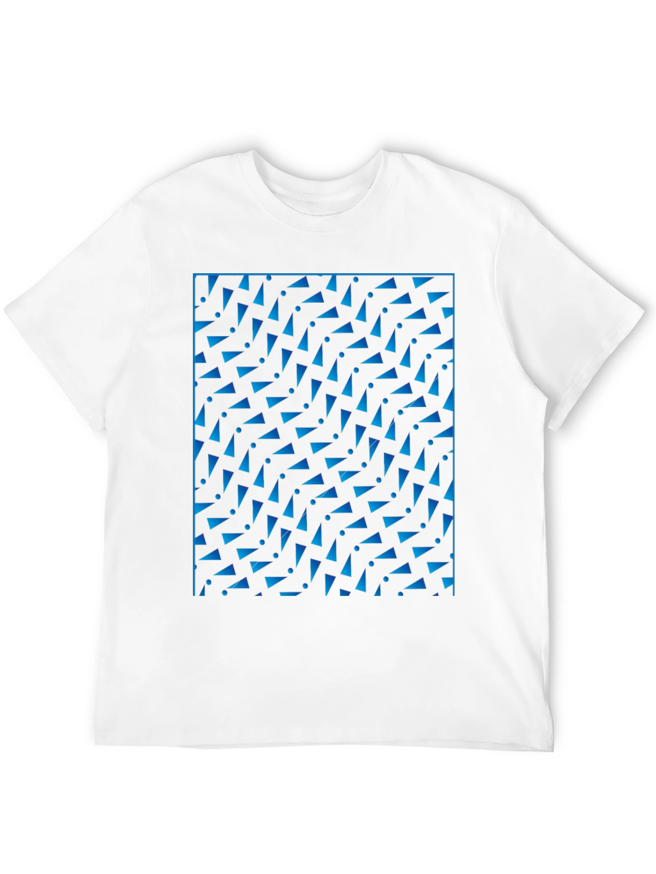 Geometric Blue Pattern Black T-Shirt