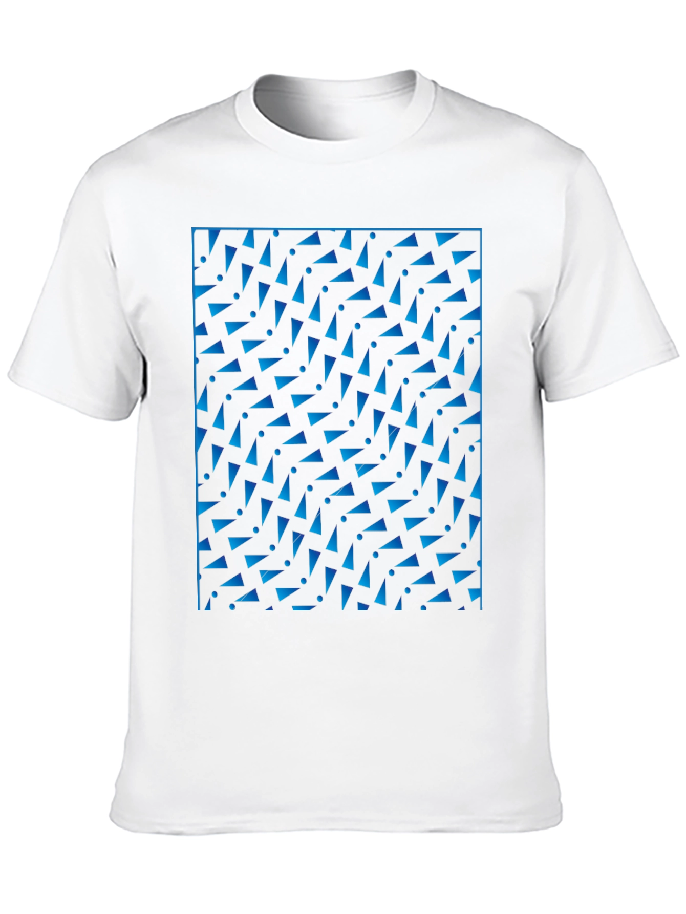 Geometric Blue Pattern Black T-Shirt