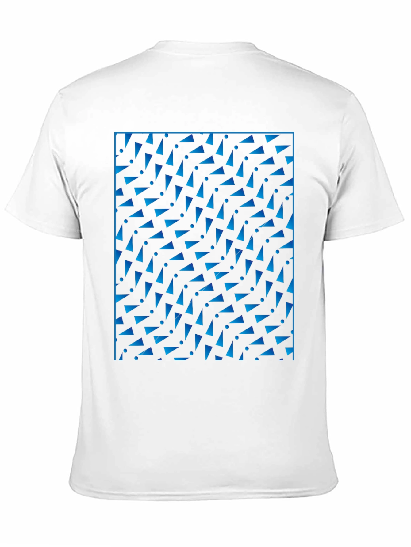 Geometric Blue Pattern Black T-Shirt
