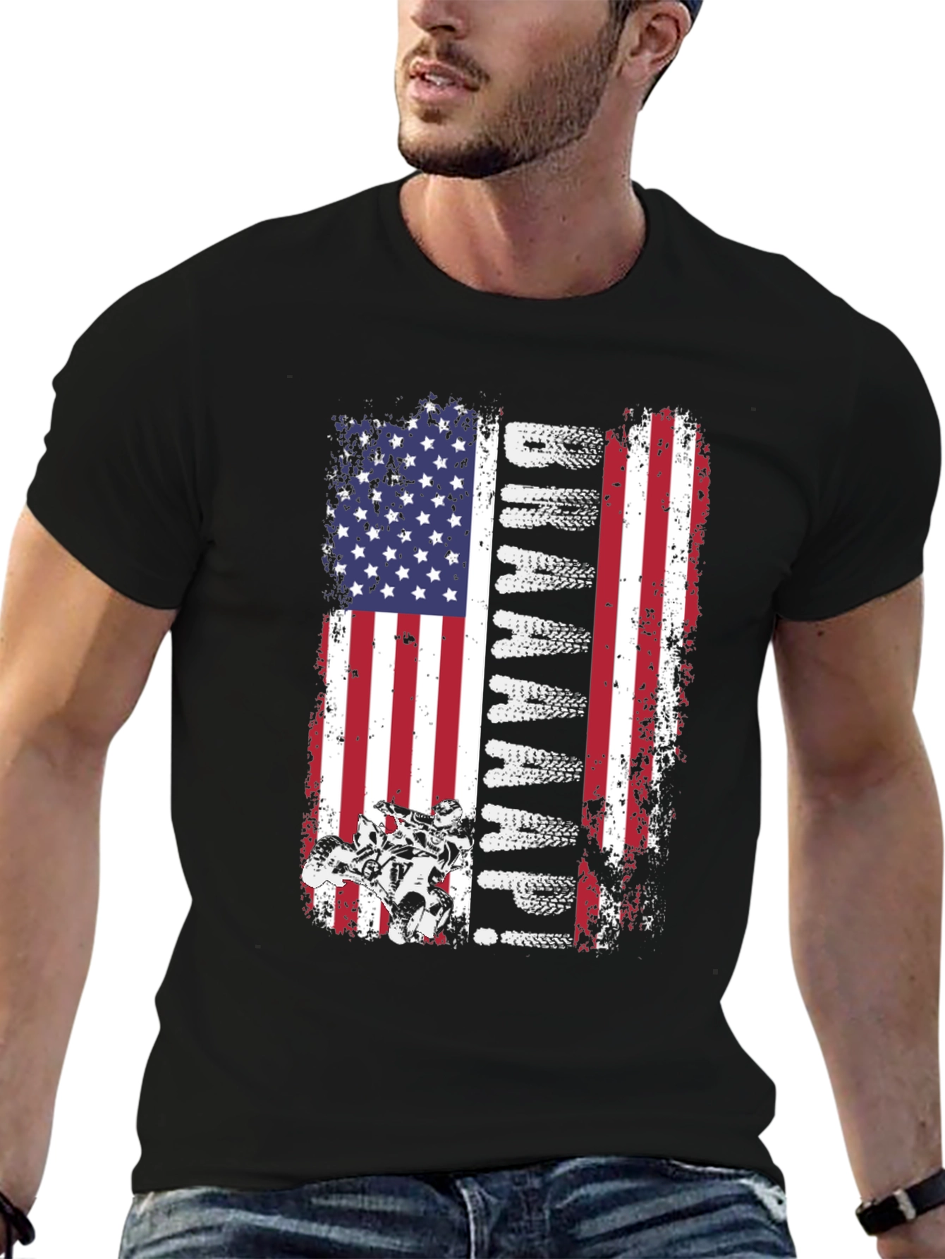 Dirt Biking American Flag Graphic Tee