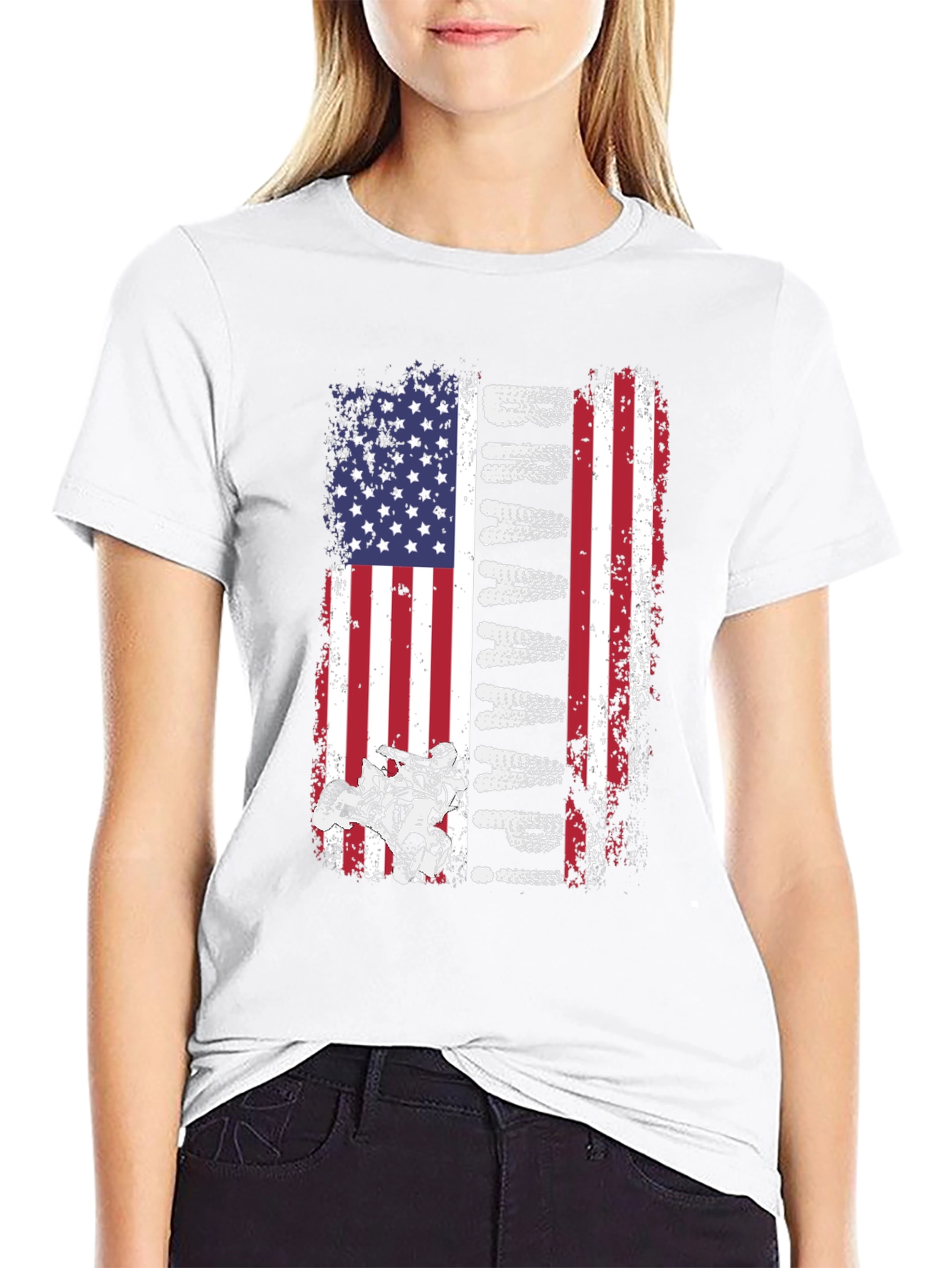 Dirt Biking American Flag Graphic Tee