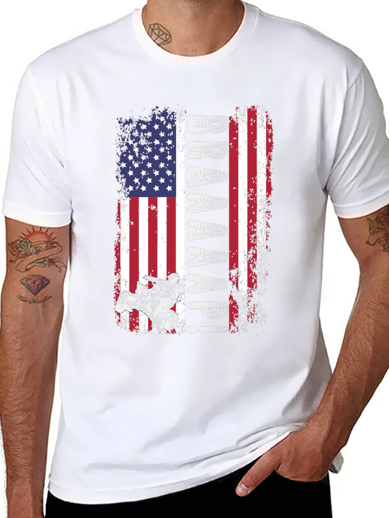 Dirt Biking American Flag Graphic Tee