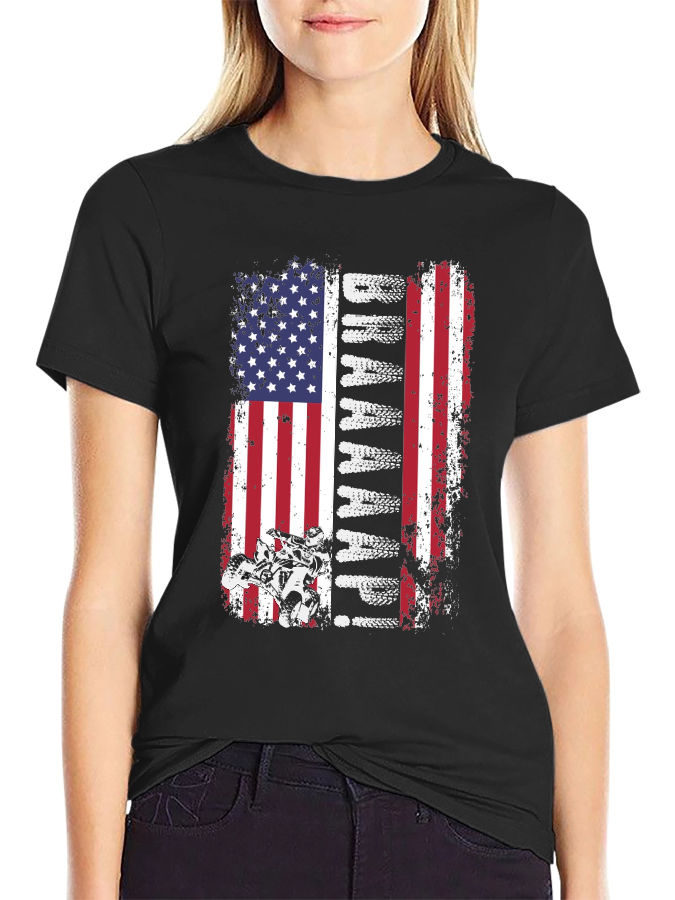Dirt Biking American Flag Graphic Tee