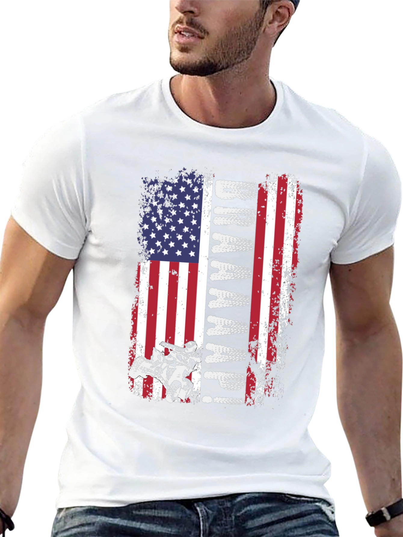Dirt Biking American Flag Graphic Tee