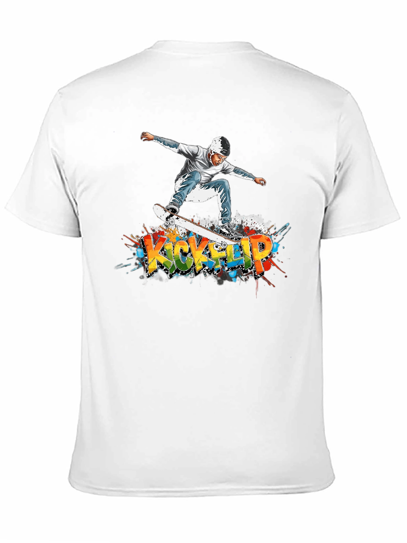 Kickflip Skateboard Graphic Tee - Cool Streetwear Style