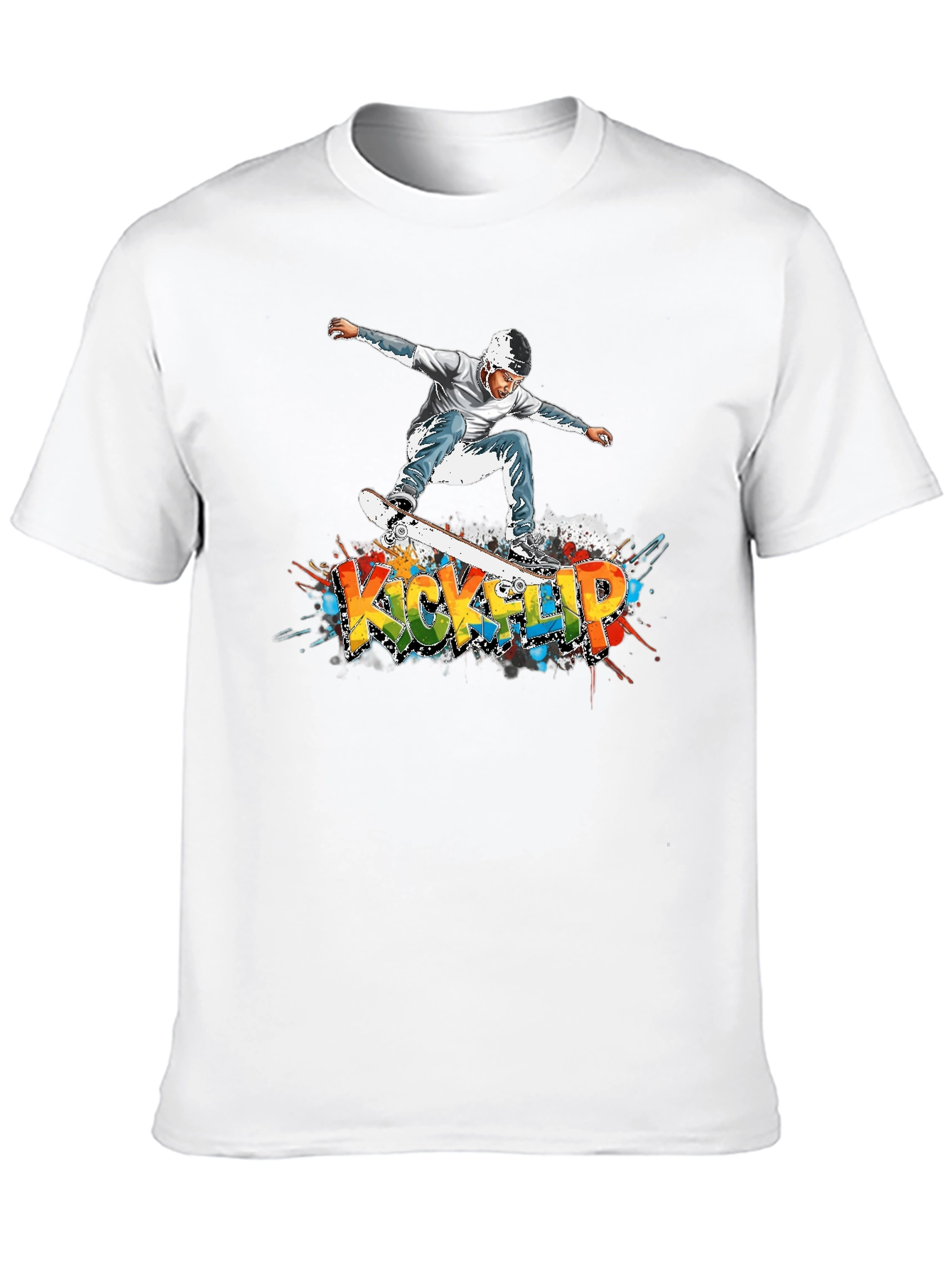 Kickflip Skateboard Graphic Tee - Cool Streetwear Style