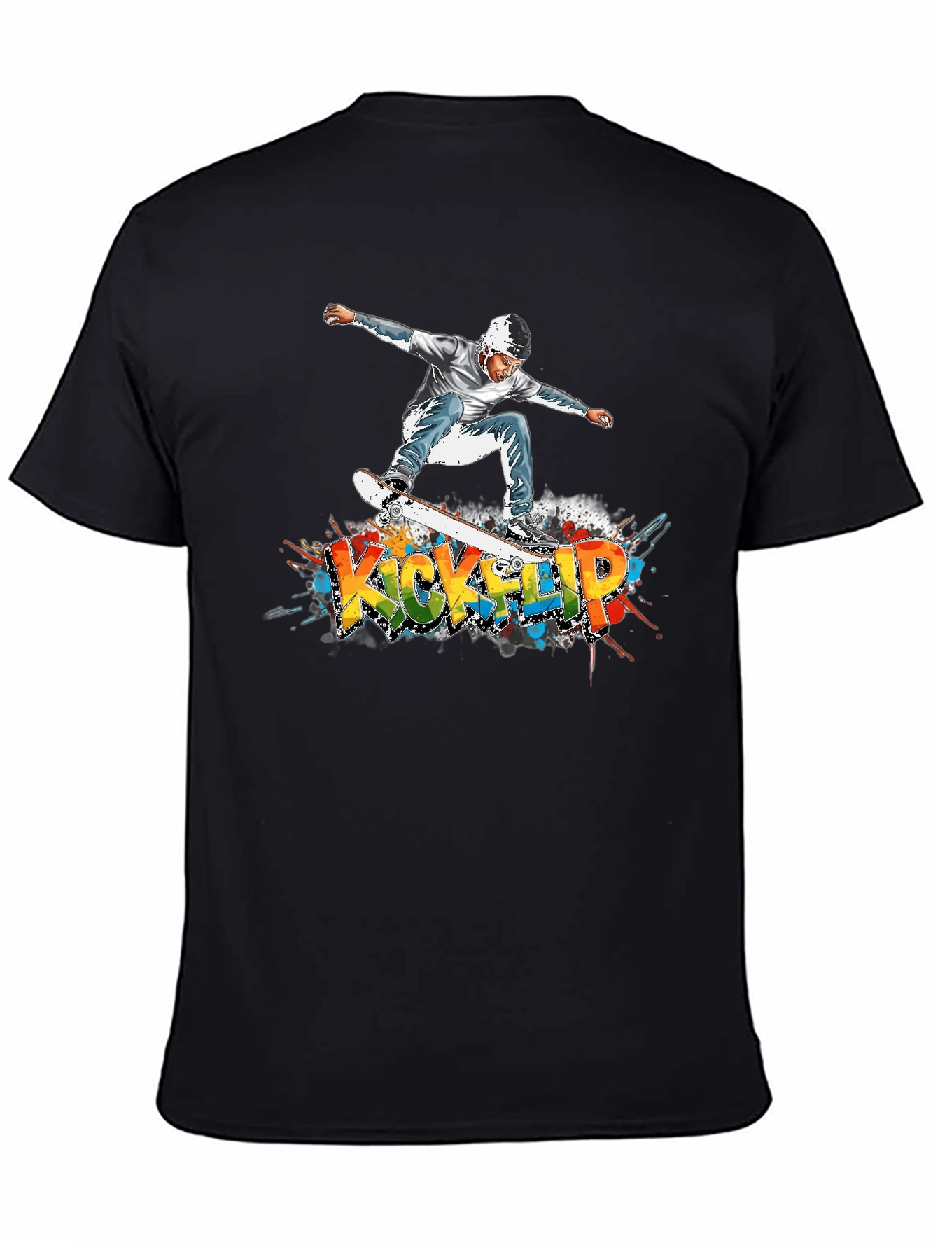 Kickflip Skateboard Graphic Tee - Cool Streetwear Style