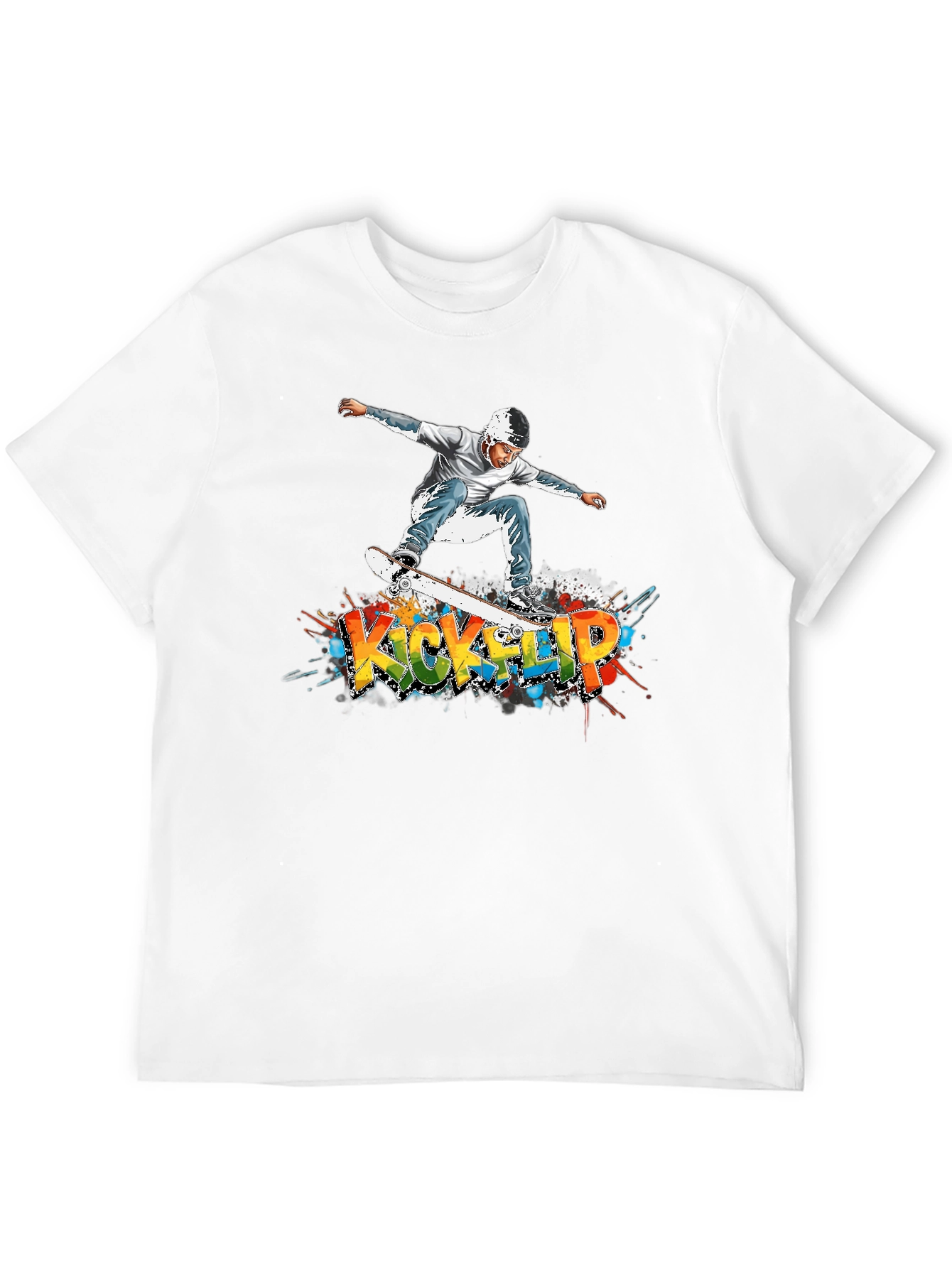 Kickflip Skateboard Graphic Tee - Cool Streetwear Style