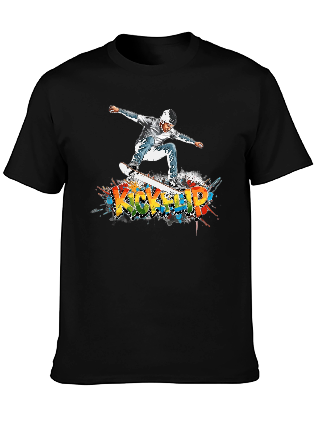 Kickflip Skateboard Graphic Tee - Cool Streetwear Style