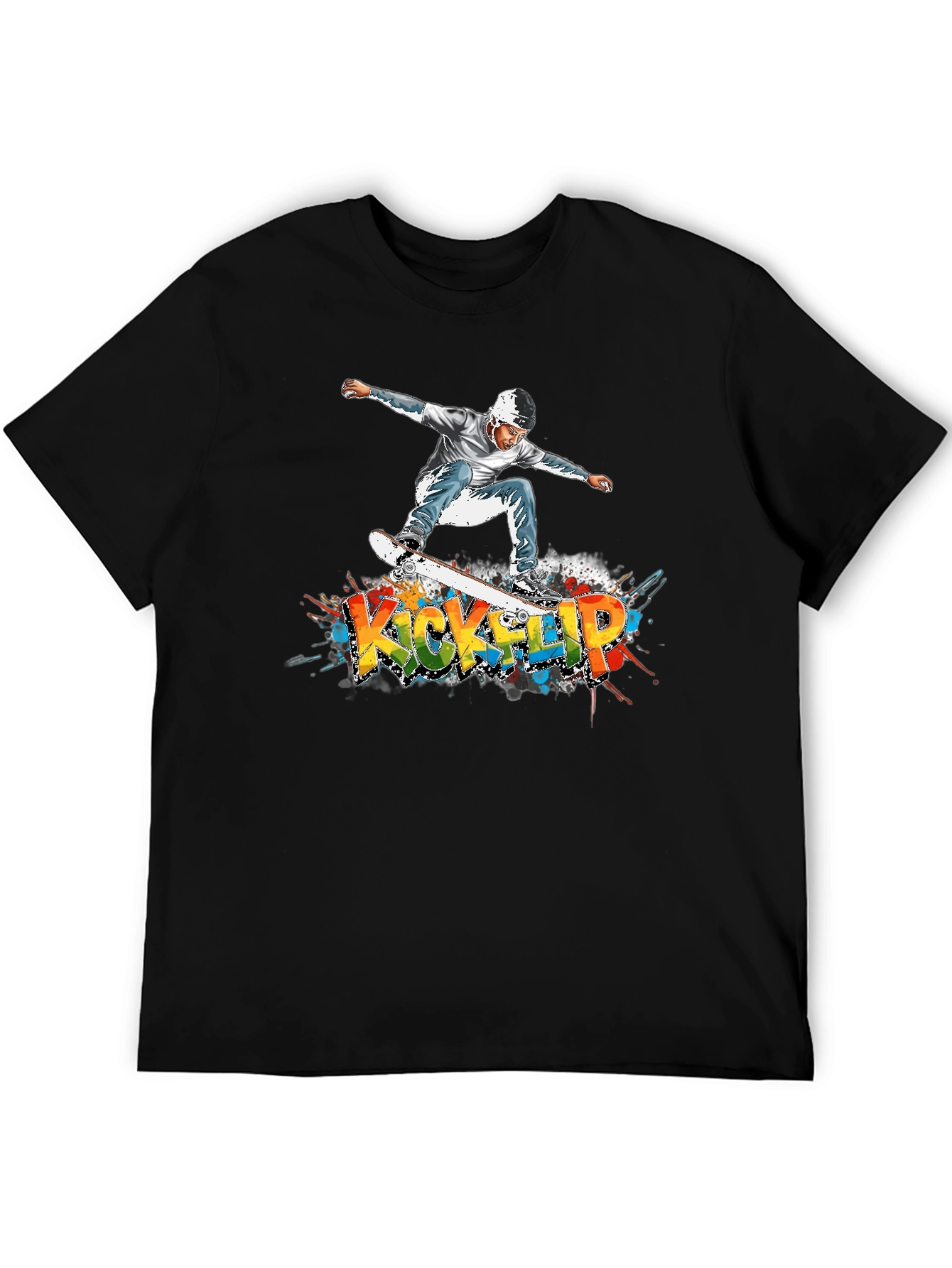 Kickflip Skateboard Graphic Tee - Cool Streetwear Style