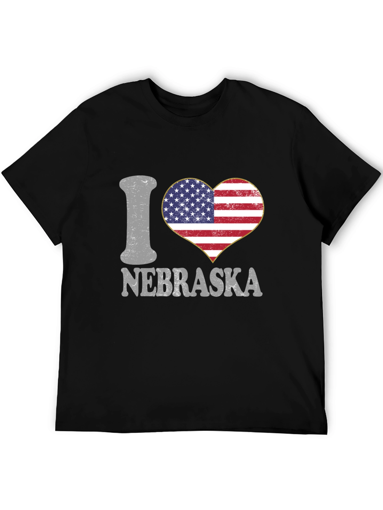 I Love Nebraska American Flag Heart Graphic Tee