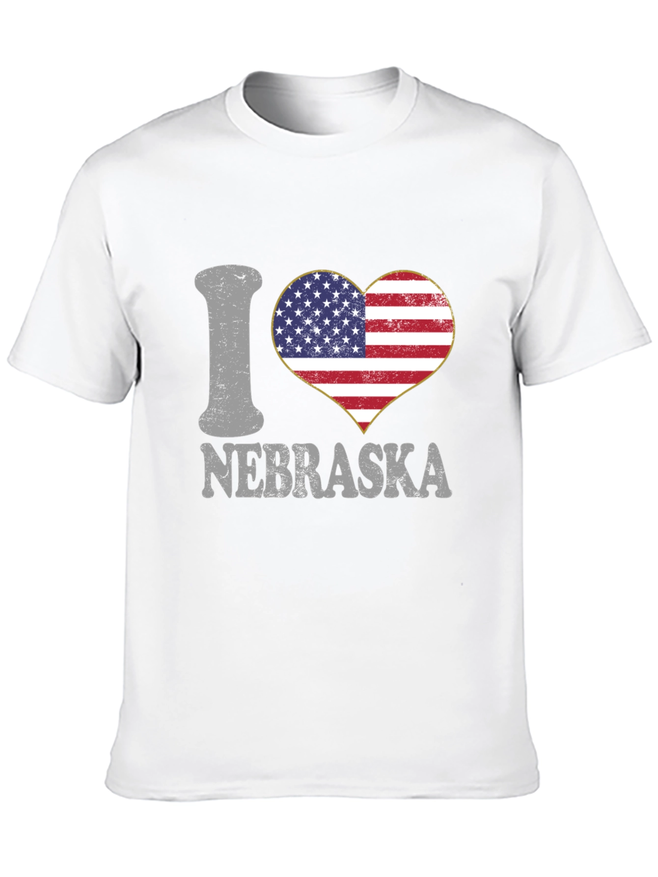 I Love Nebraska American Flag Heart Graphic Tee
