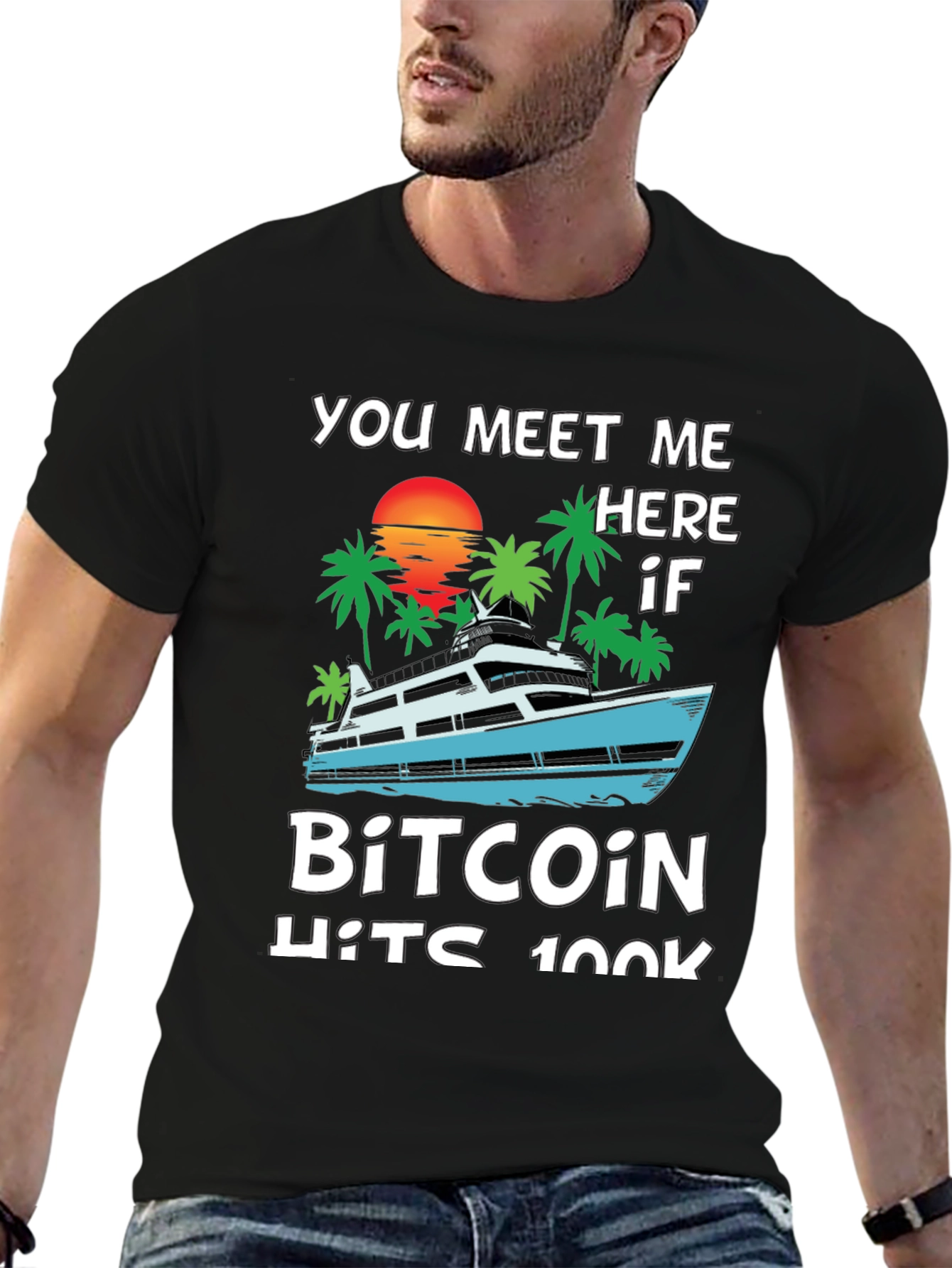 Bitcoin Yacht T-Shirt - Meet Me Here IF!