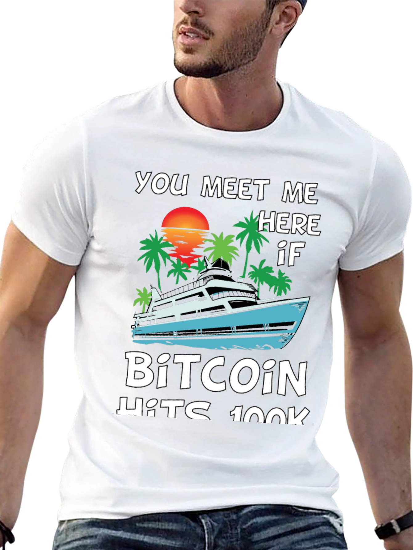 Bitcoin Yacht T-Shirt - Meet Me Here IF!