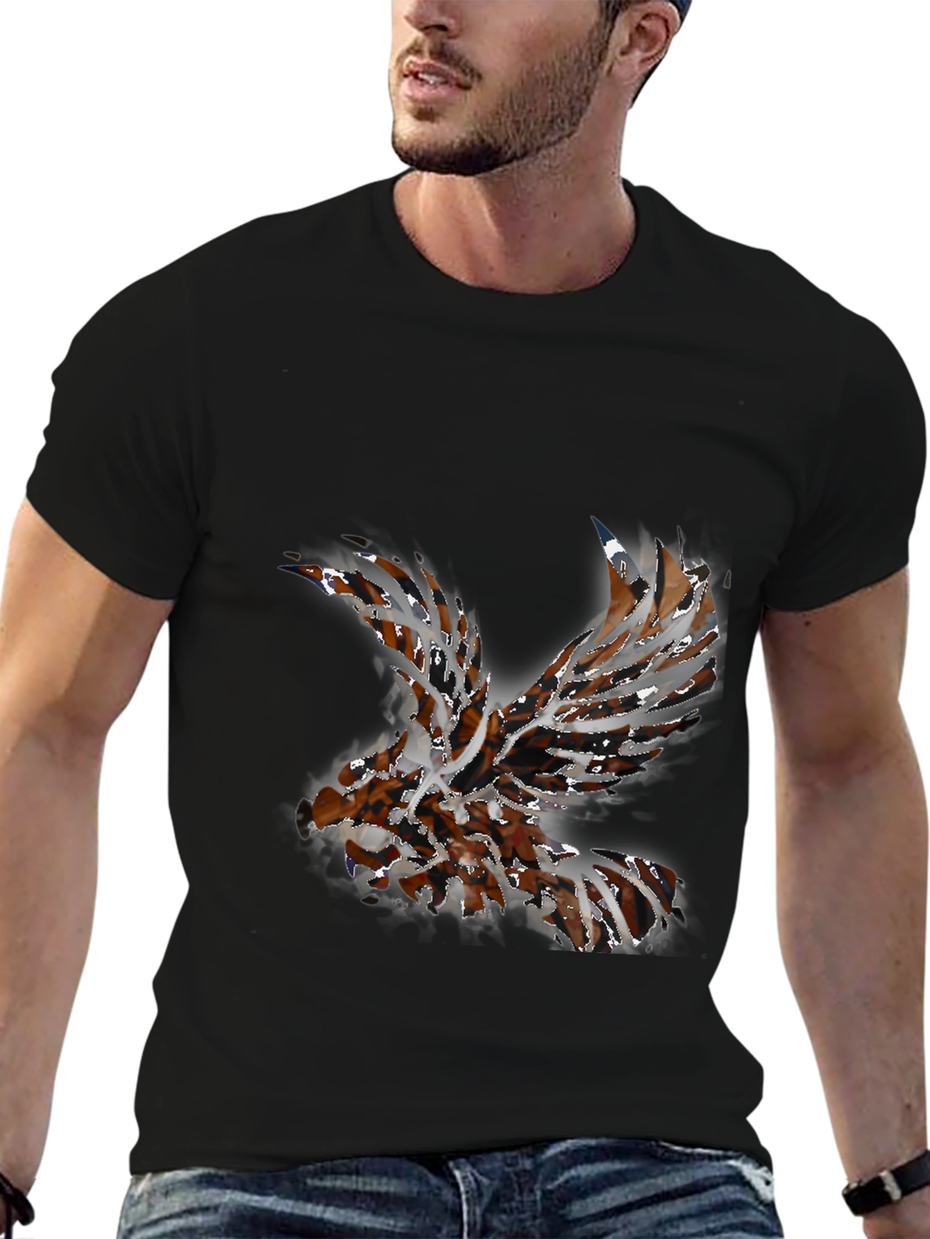 Abstract Eagle Graphic Black T-Shirt
