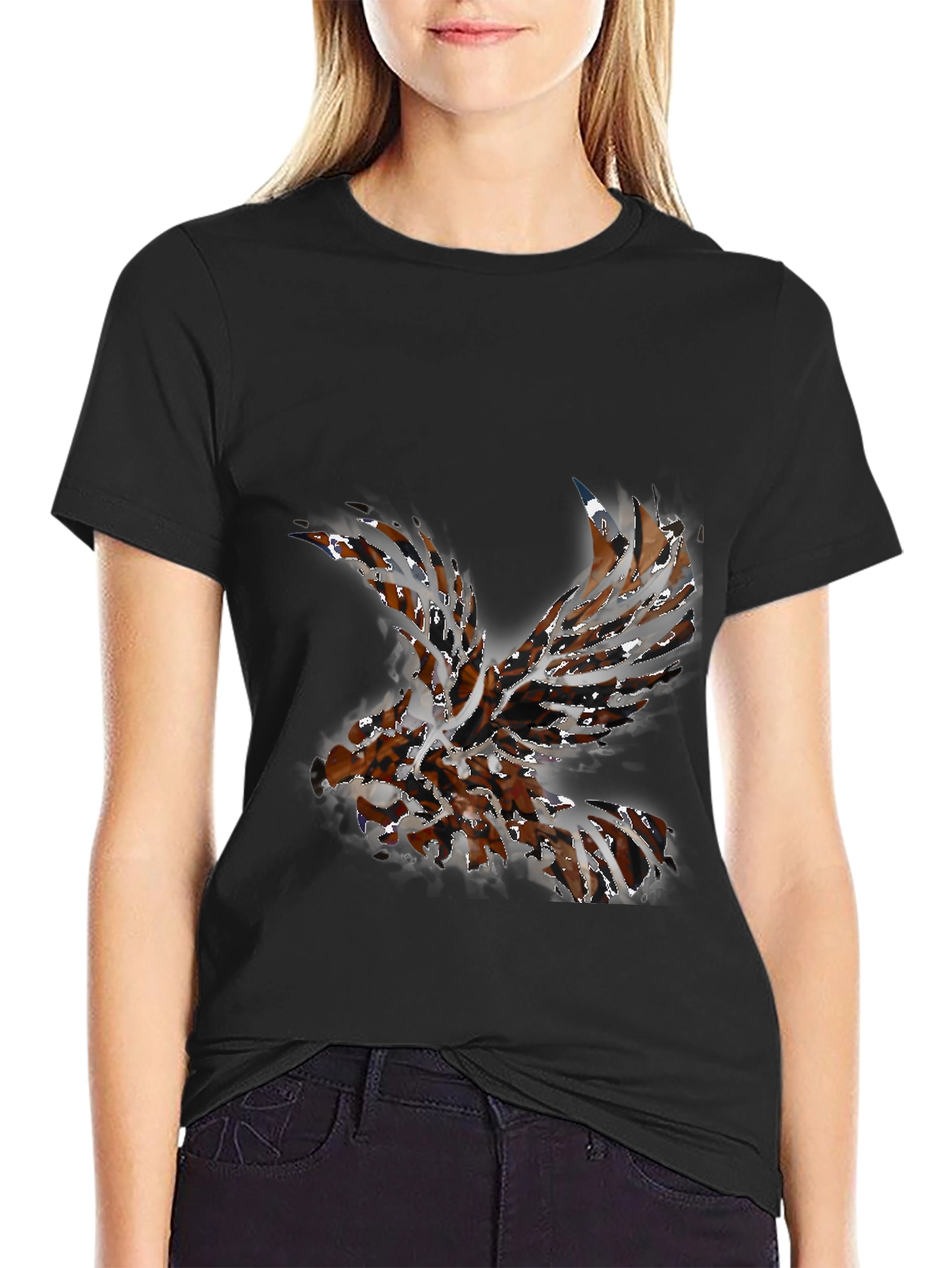 Abstract Eagle Graphic Black T-Shirt